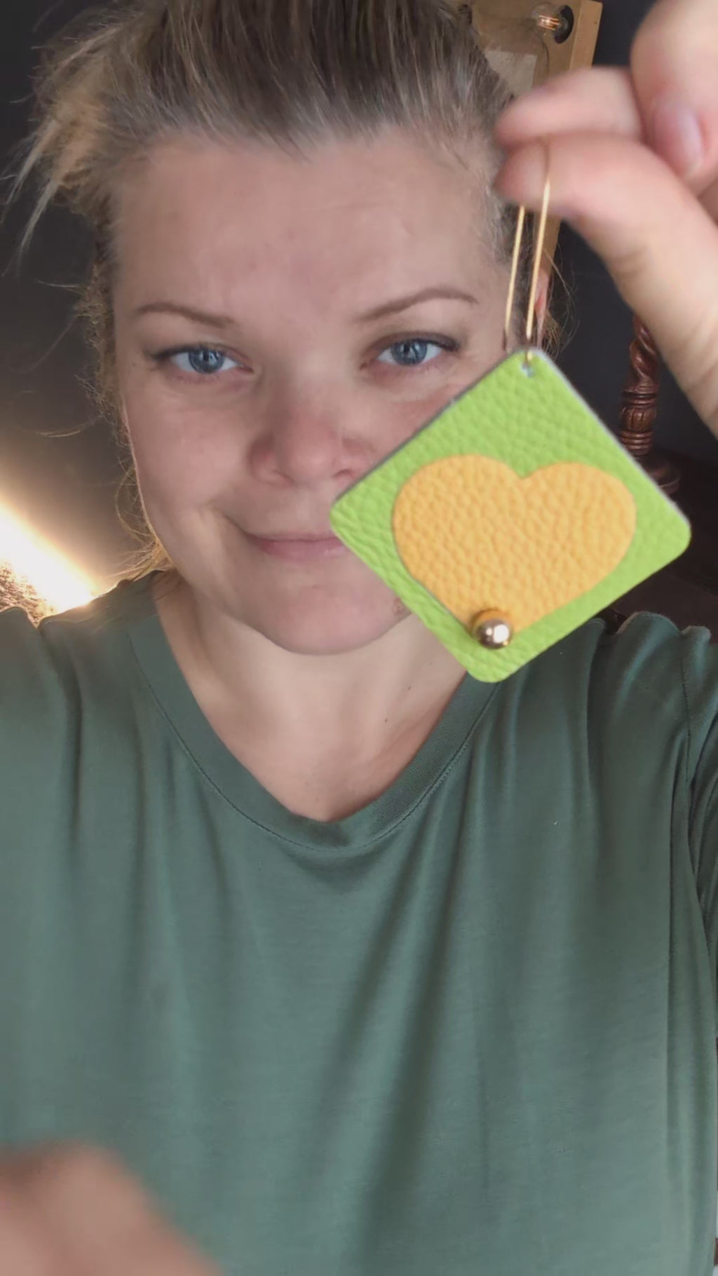 Solar Heart Asymmetrical Square Earrings