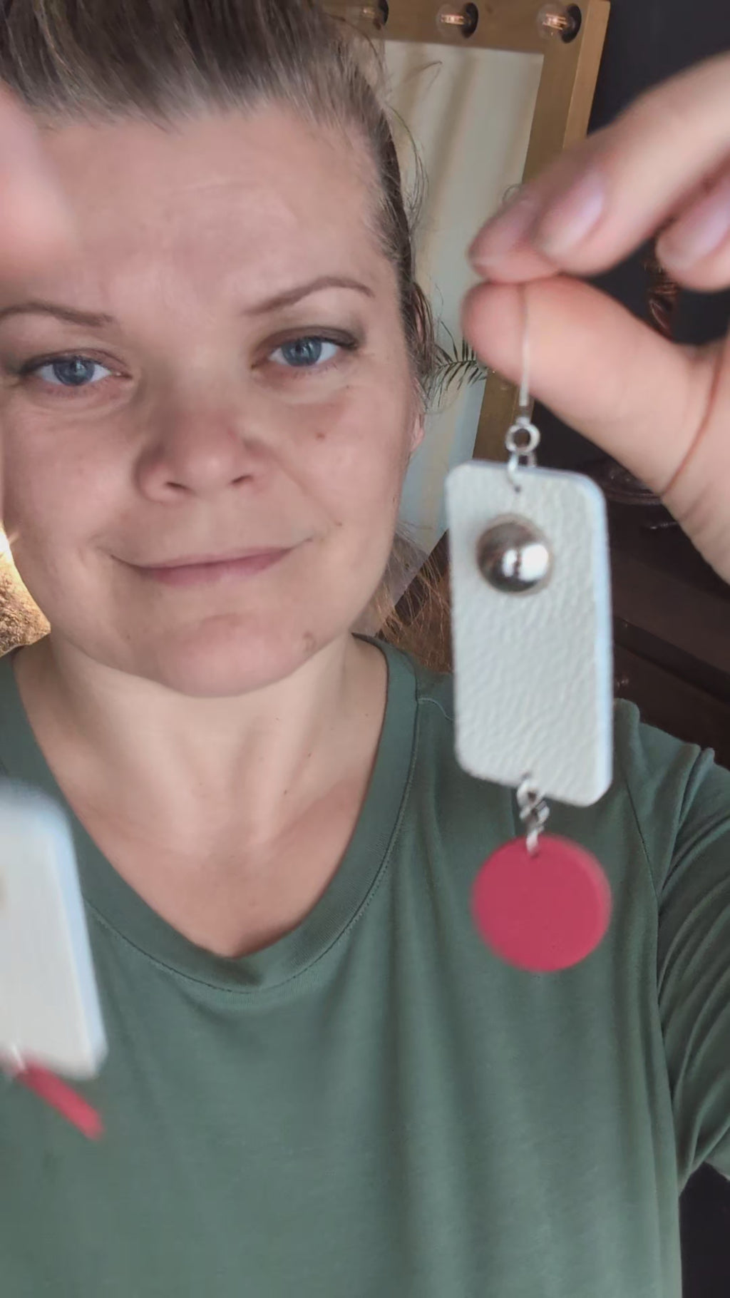 Ivory & Crimson Geometric Drop Earrings