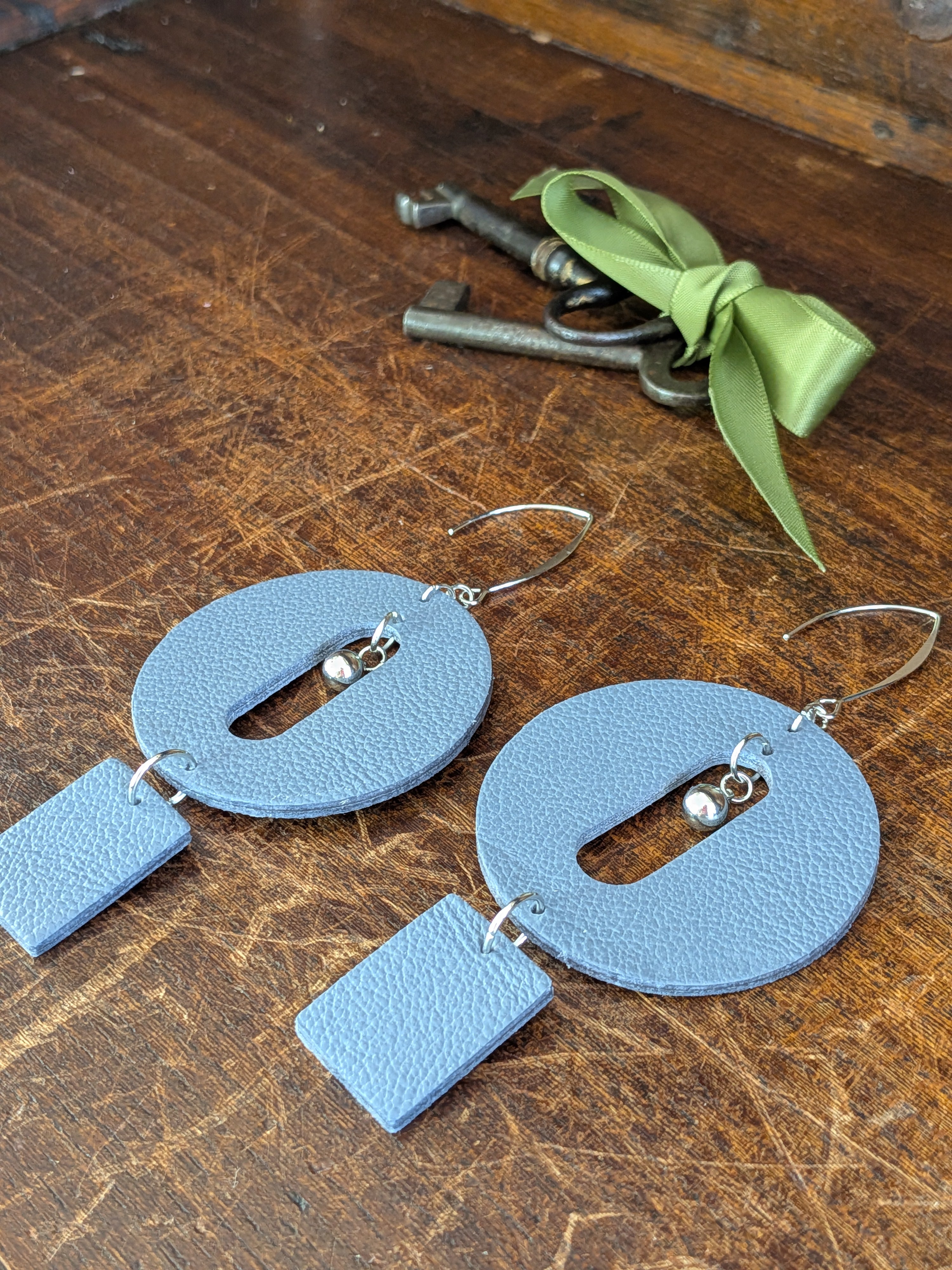 Slate Blue Geometric Orb Earrings
