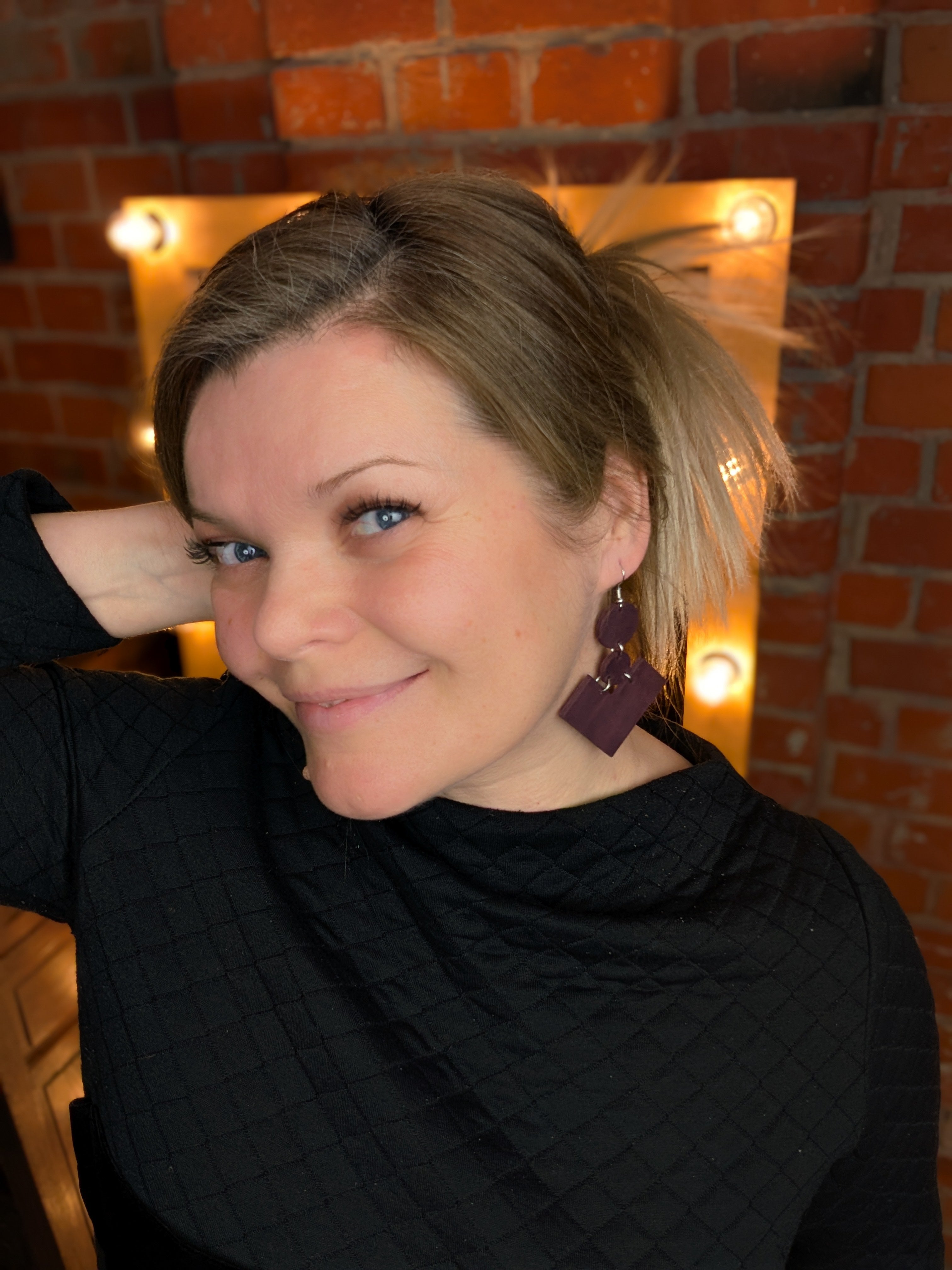 The Triple Pulse | Bordeaux Leather Geometric Drops