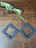 Graphite Hollow Rhombus Earrings