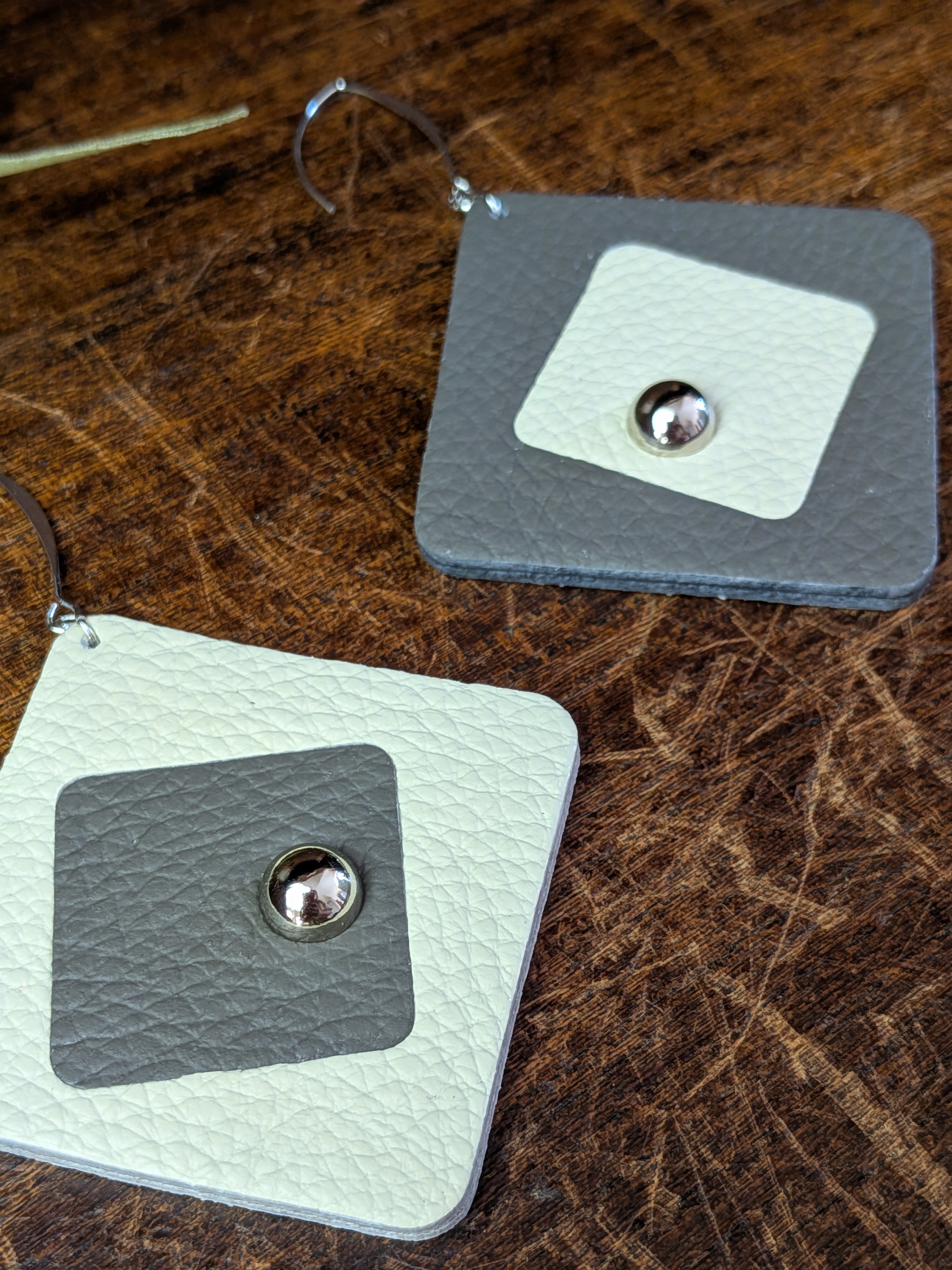 Dual Tone Rhombus Geometric Earrings