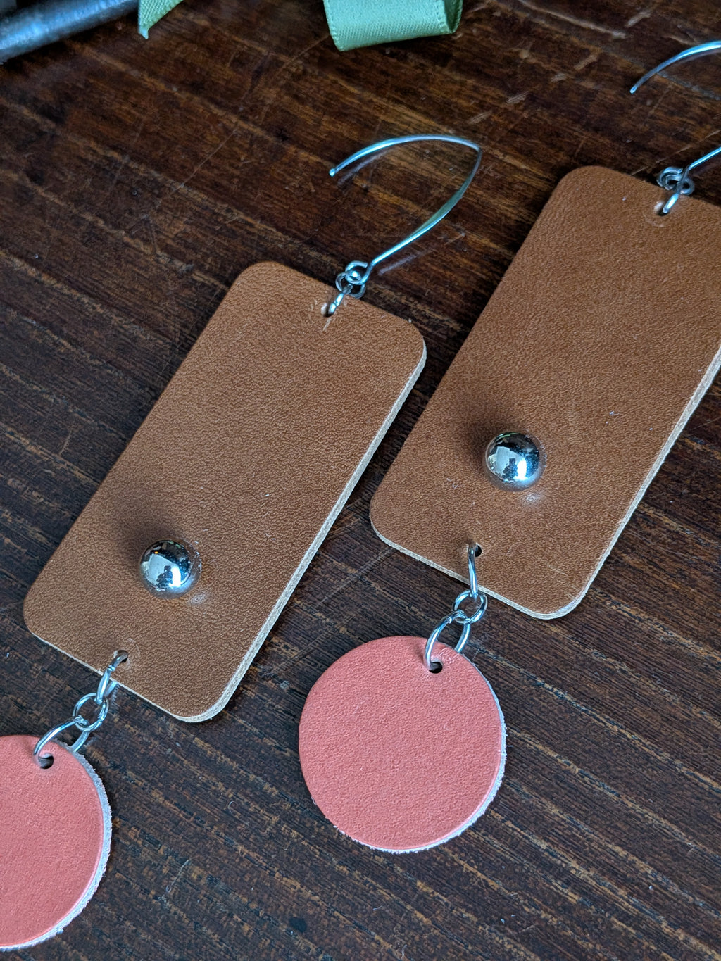 Peach & Earth Geometric Drop Earrings