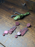 The Rose Wine Stellar | Dark Red & Metallic Rose Asymmetric Studs