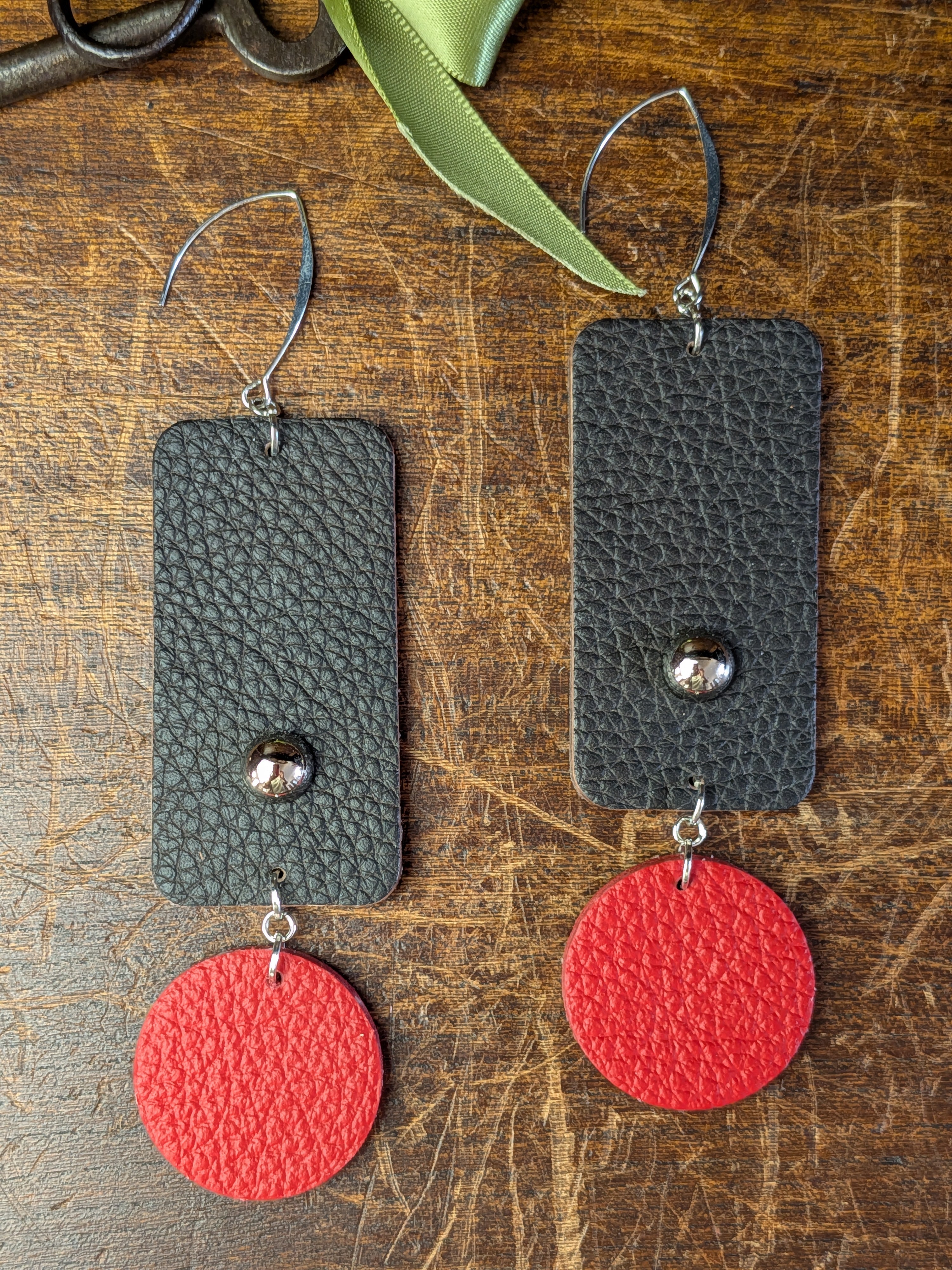 Espresso & Scarlet Geometric Drop Earrings
