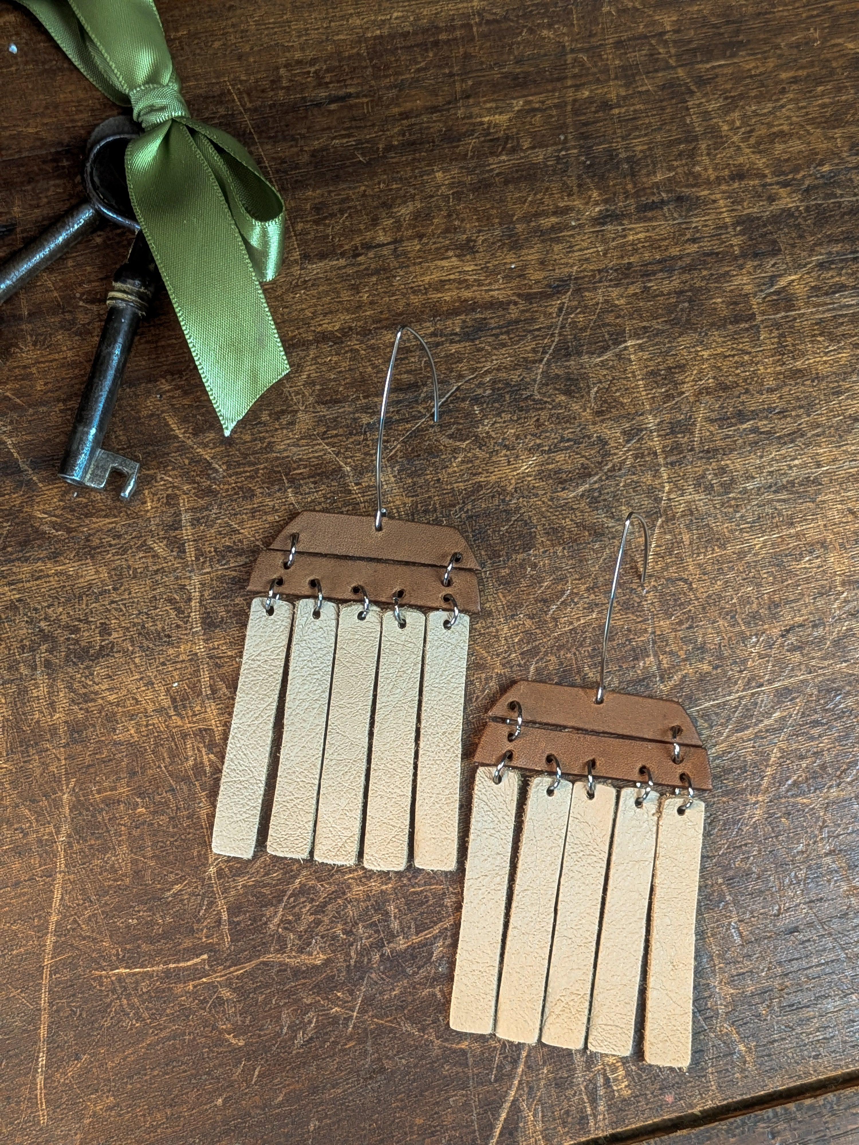 The Desert Pulse | Cognac & Sand Leather Fringe Hooks