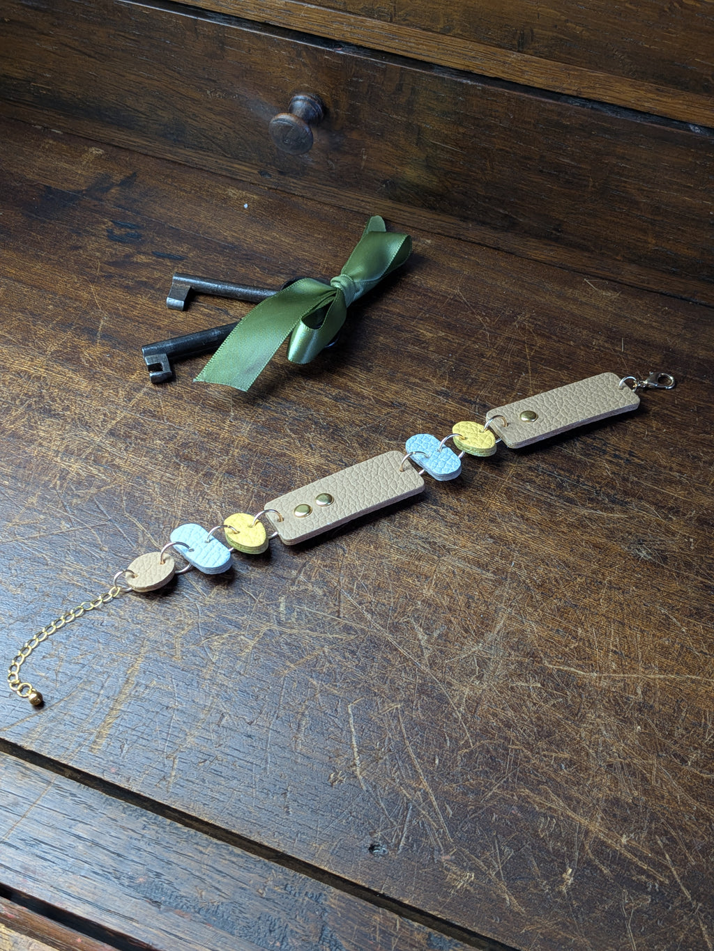 Sky & Sand Transformer – 4-in-1 Versatile Leather Accessory in Azure, Lemon & Beige