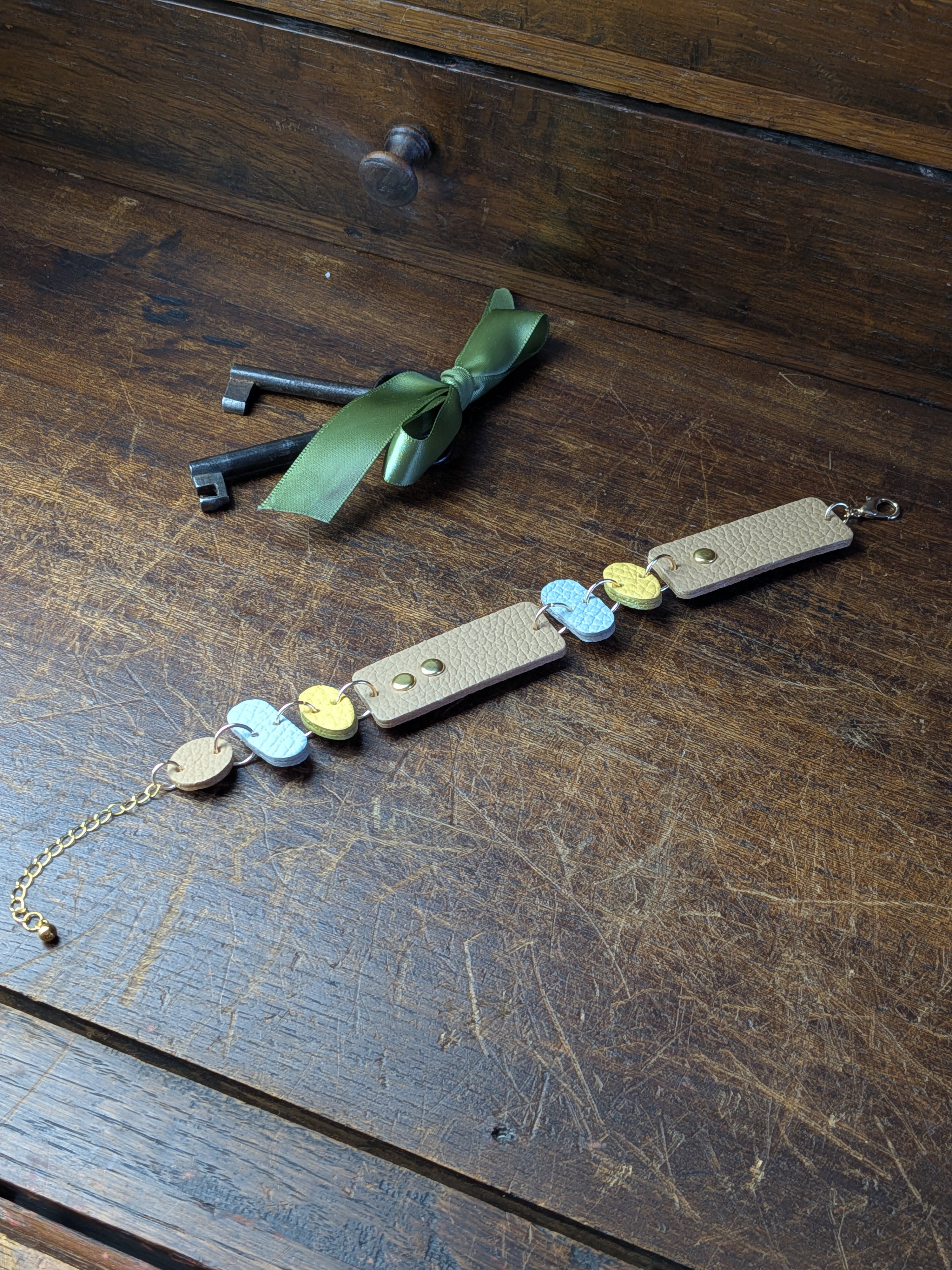 Sky & Sand Transformer – 4-in-1 Versatile Leather Accessory in Azure, Lemon & Beige