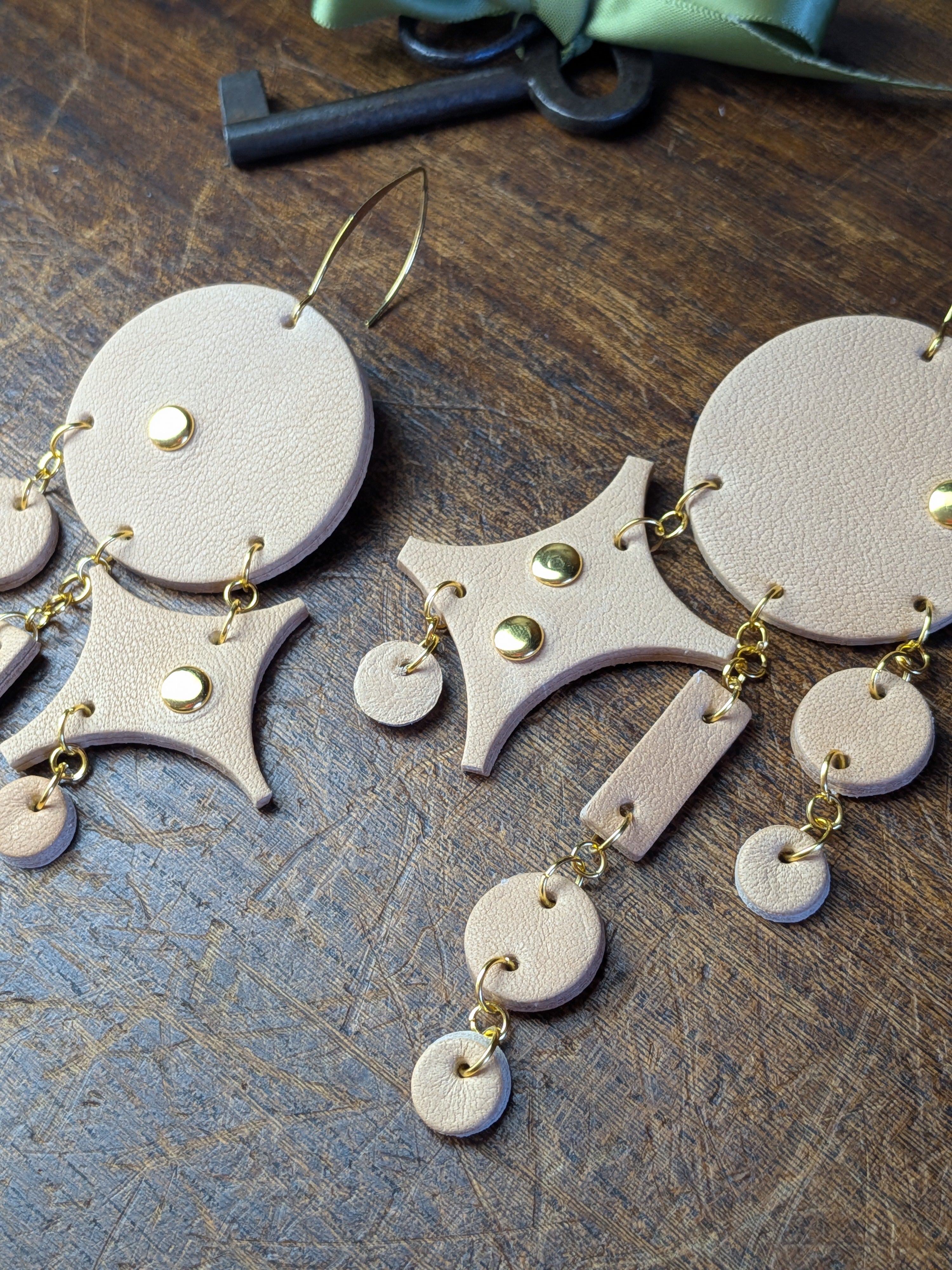 Celestial Star Chandelier Earrings in Pale Peach