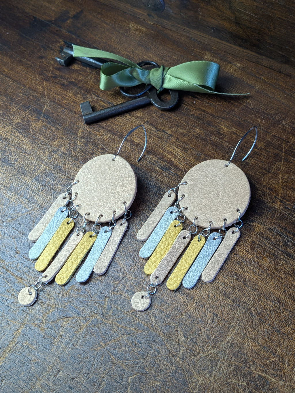 Radiant Fringe Chandelier Earrings in Pale Peach