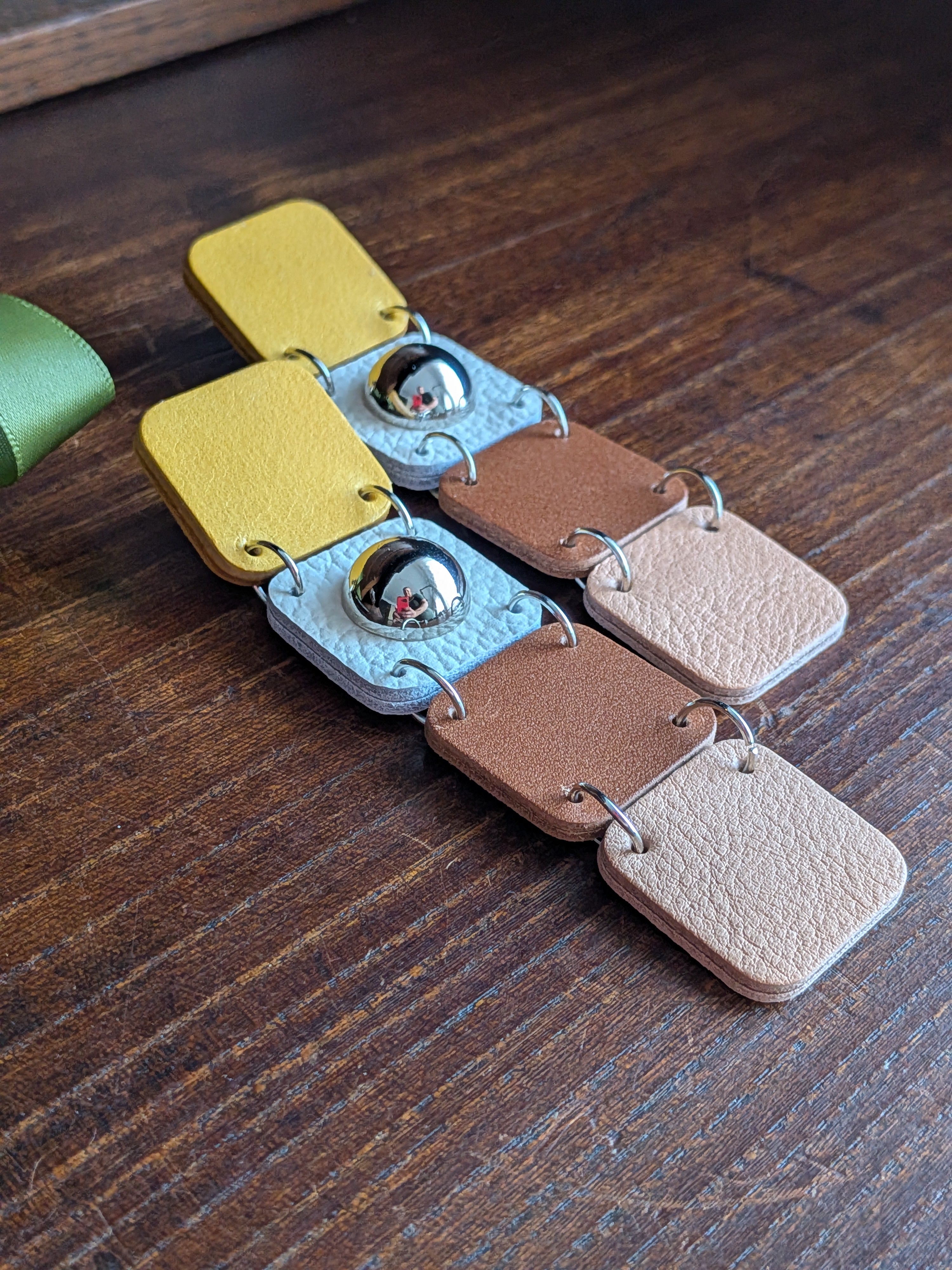 Ochre & Earth Mosaic Stud Drop Earrings