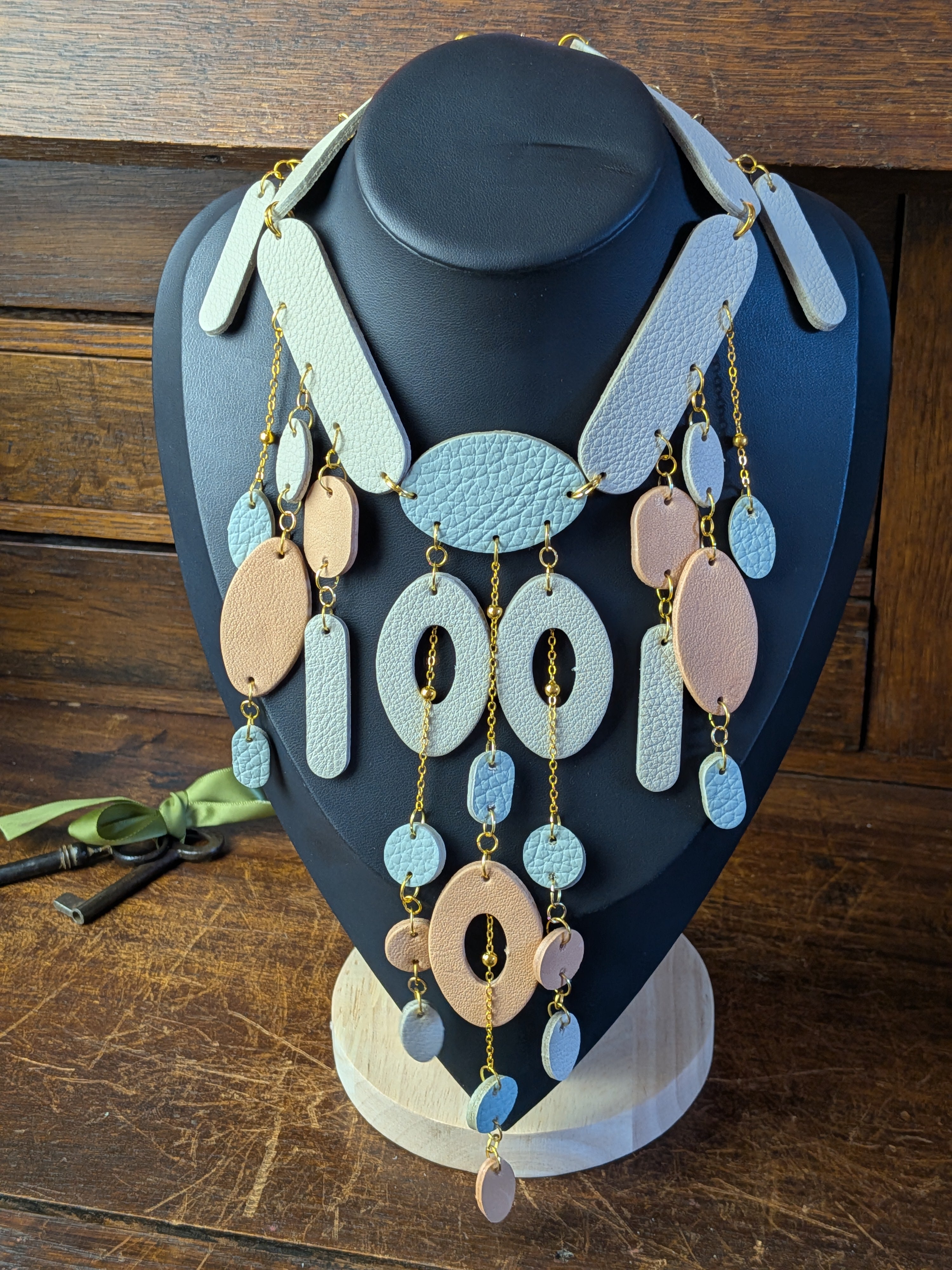 SERENE RHYTHM | Pastel Leather Statement Necklace