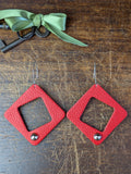 Crimson Hollow Rhombus Earrings
