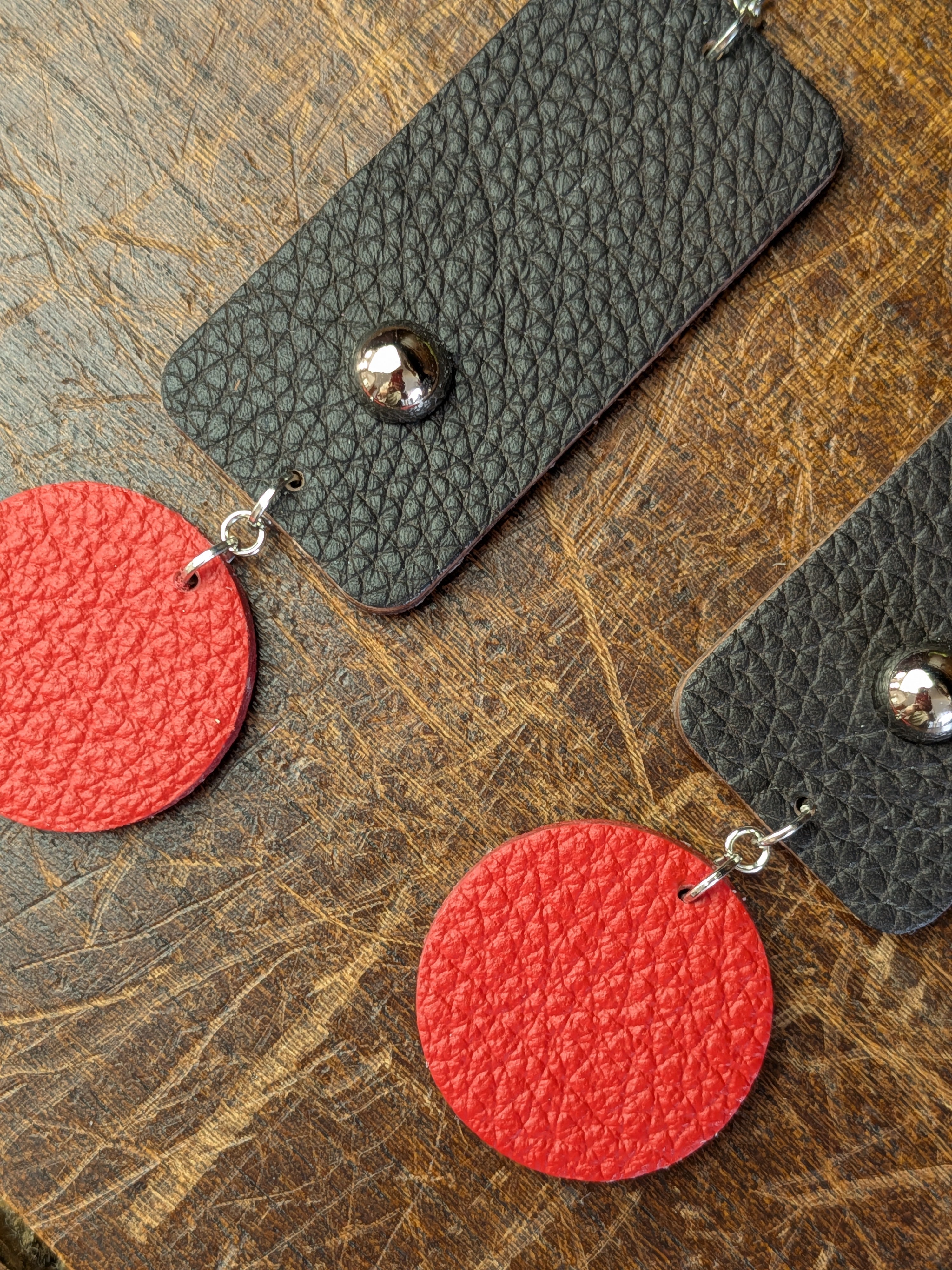 Espresso & Scarlet Geometric Drop Earrings