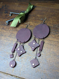 The Velvet Stellar | Wine Red Matte Leather 15cm Asymmetric Drops