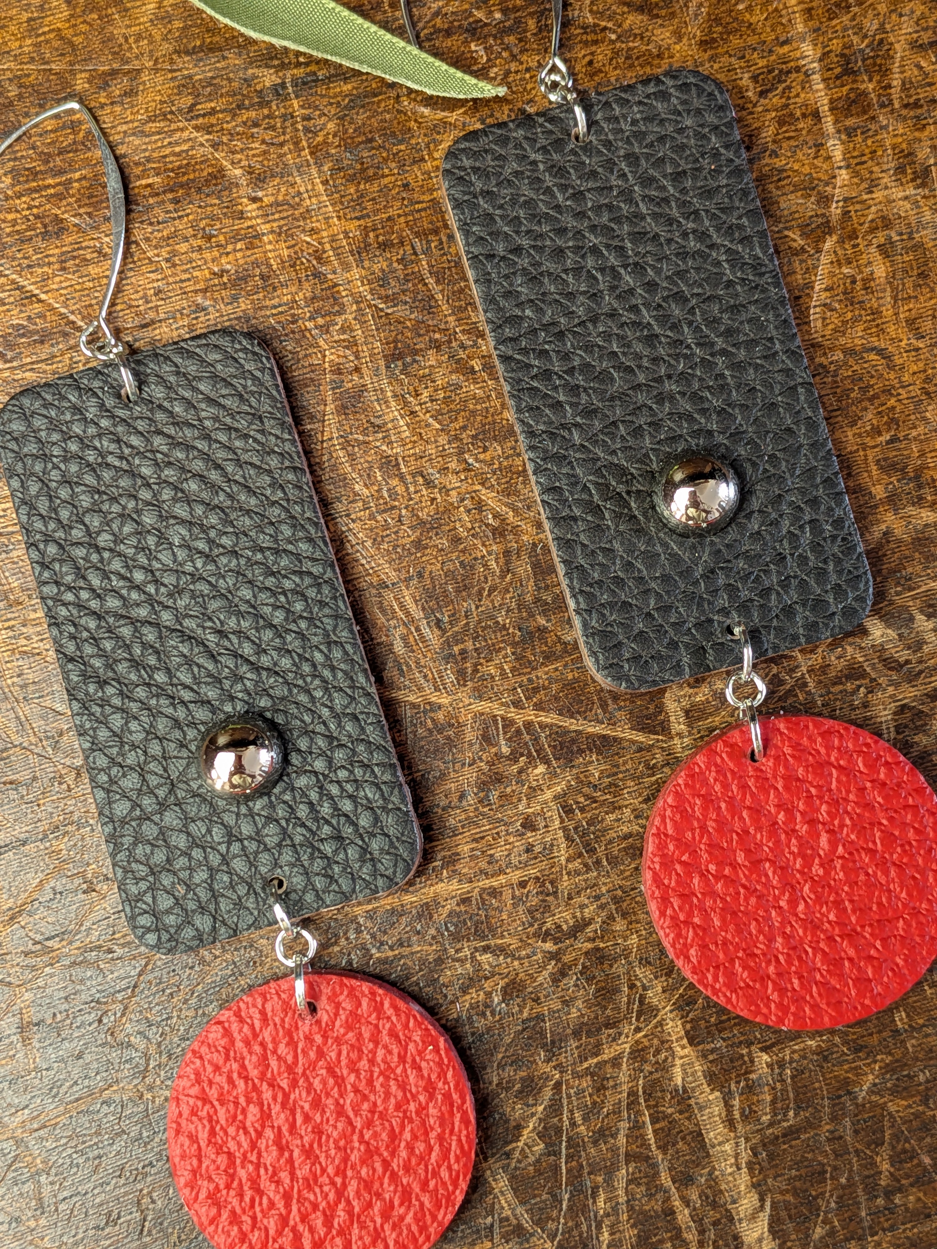 Espresso & Scarlet Geometric Drop Earrings