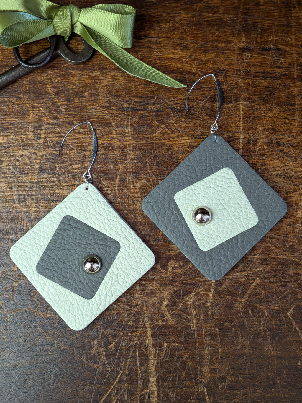 Dual Tone Rhombus Geometric Earrings