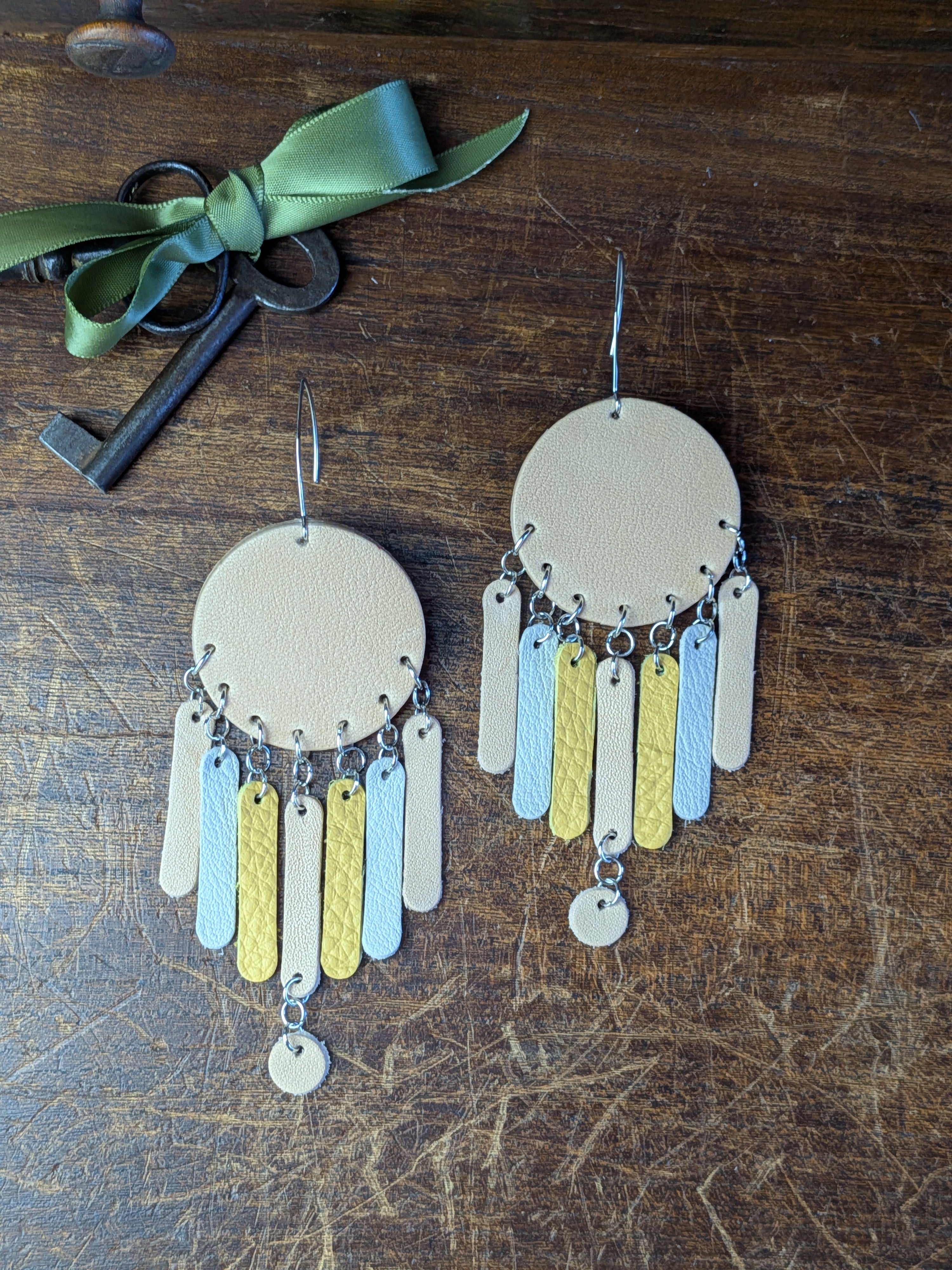 Radiant Fringe Chandelier Earrings in Pale Peach