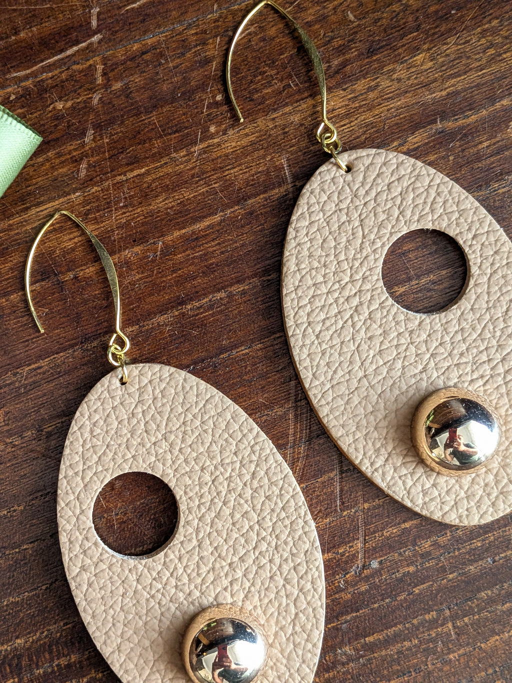 Sand Eclipse Oval Drop Earrings