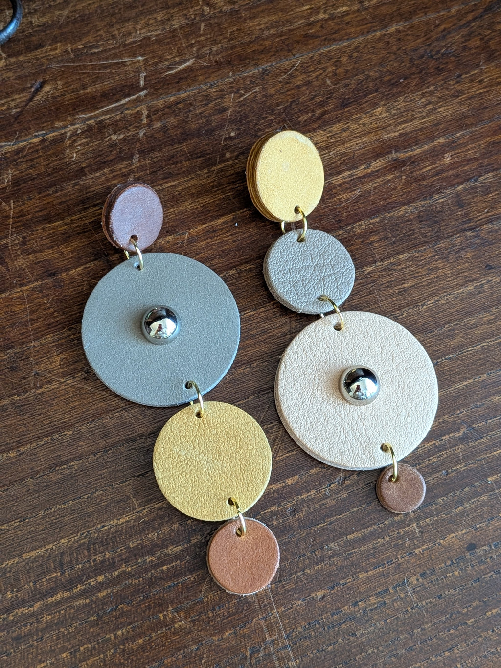 Honey & Natural Brown Asymmetrical Geometric Drop Earrings