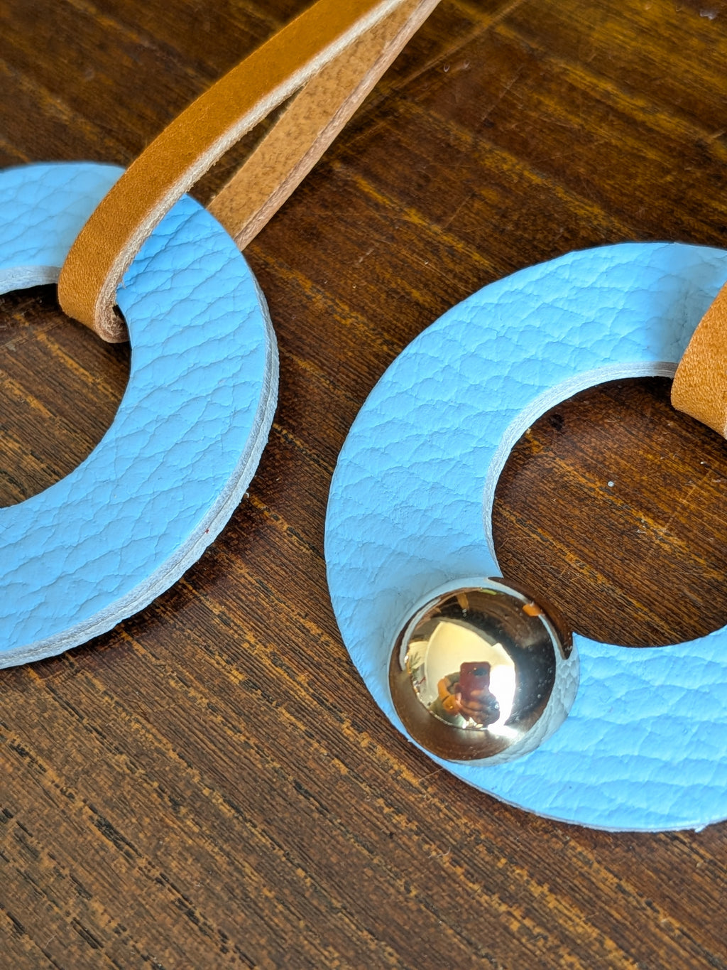 Sky Blue & Caramel Sculptural Loop Earrings