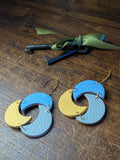 Celestial Azure Trinity Moon Earrings