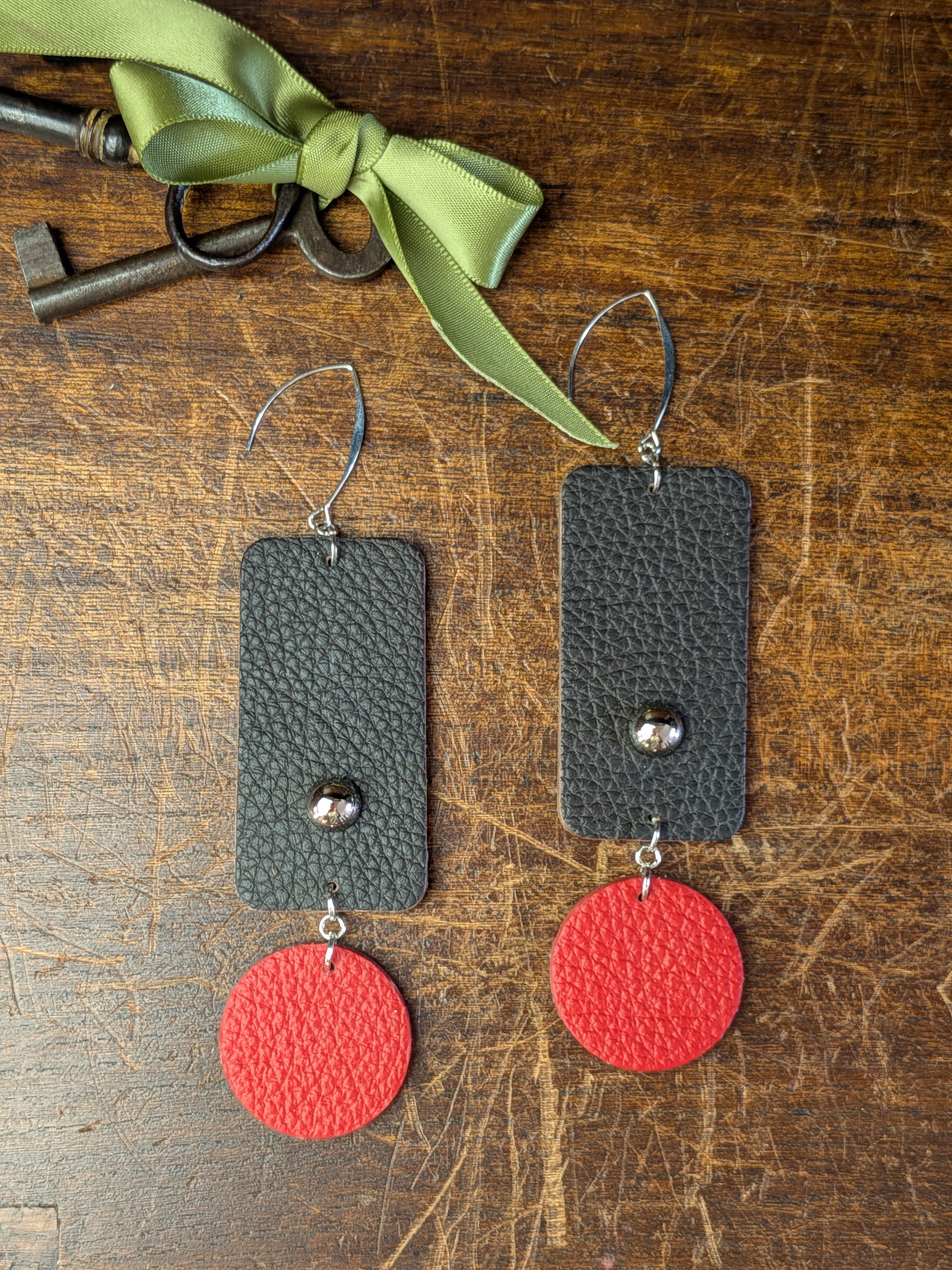 Espresso & Scarlet Geometric Drop Earrings