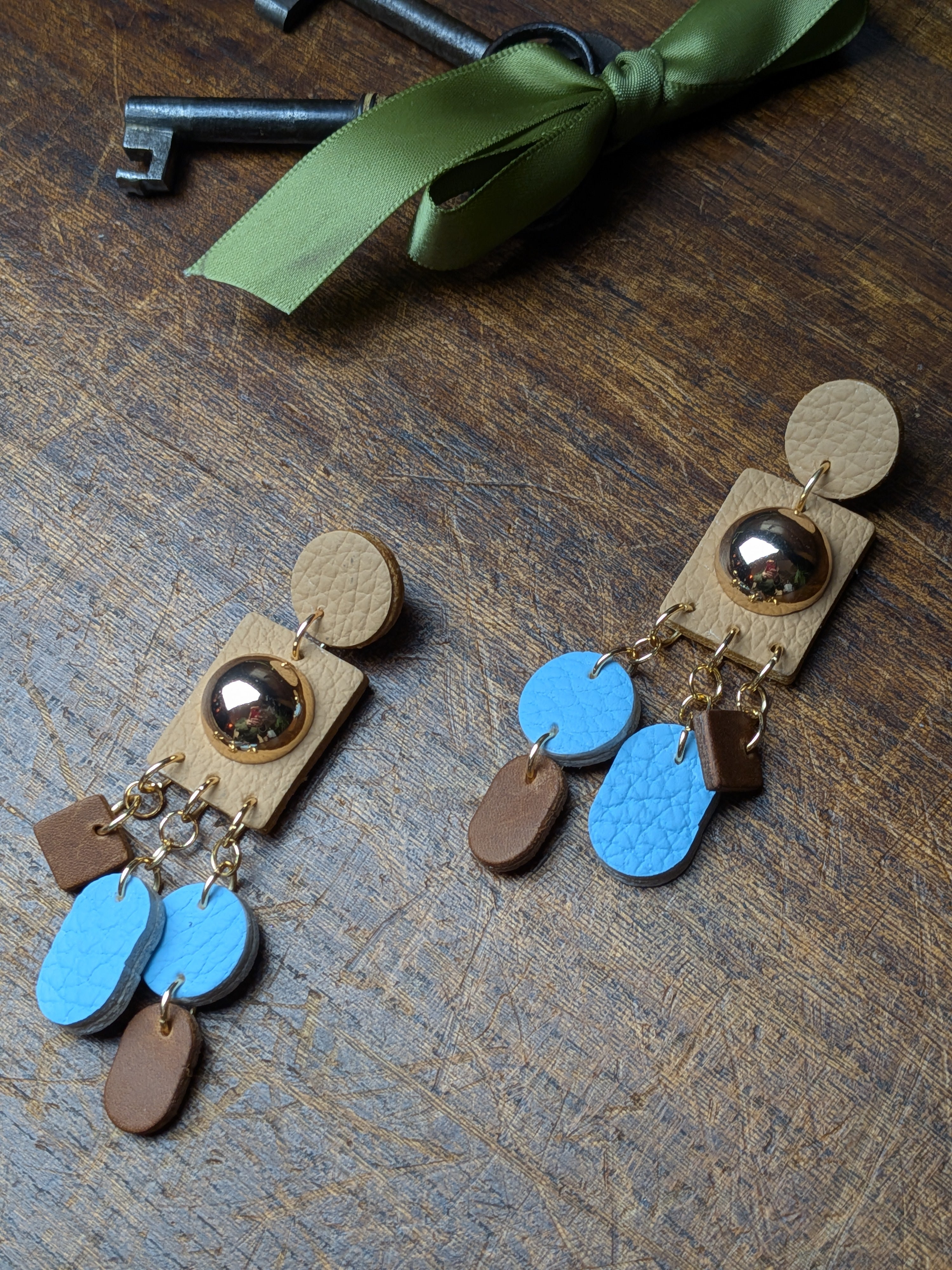 Azure Orbit Earrings | 925 Sterling Silver & Leather