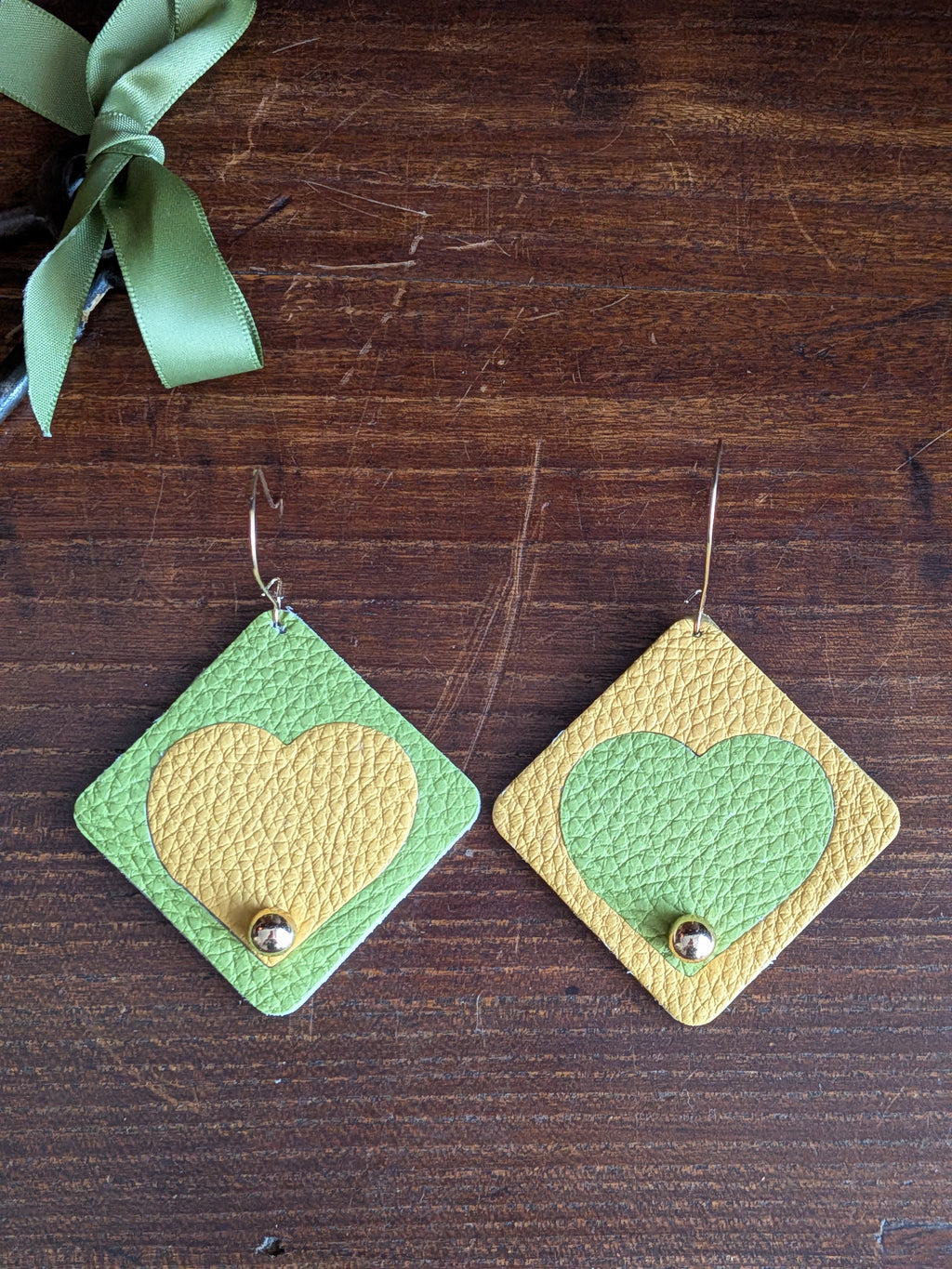 Solar Heart Asymmetrical Square Earrings