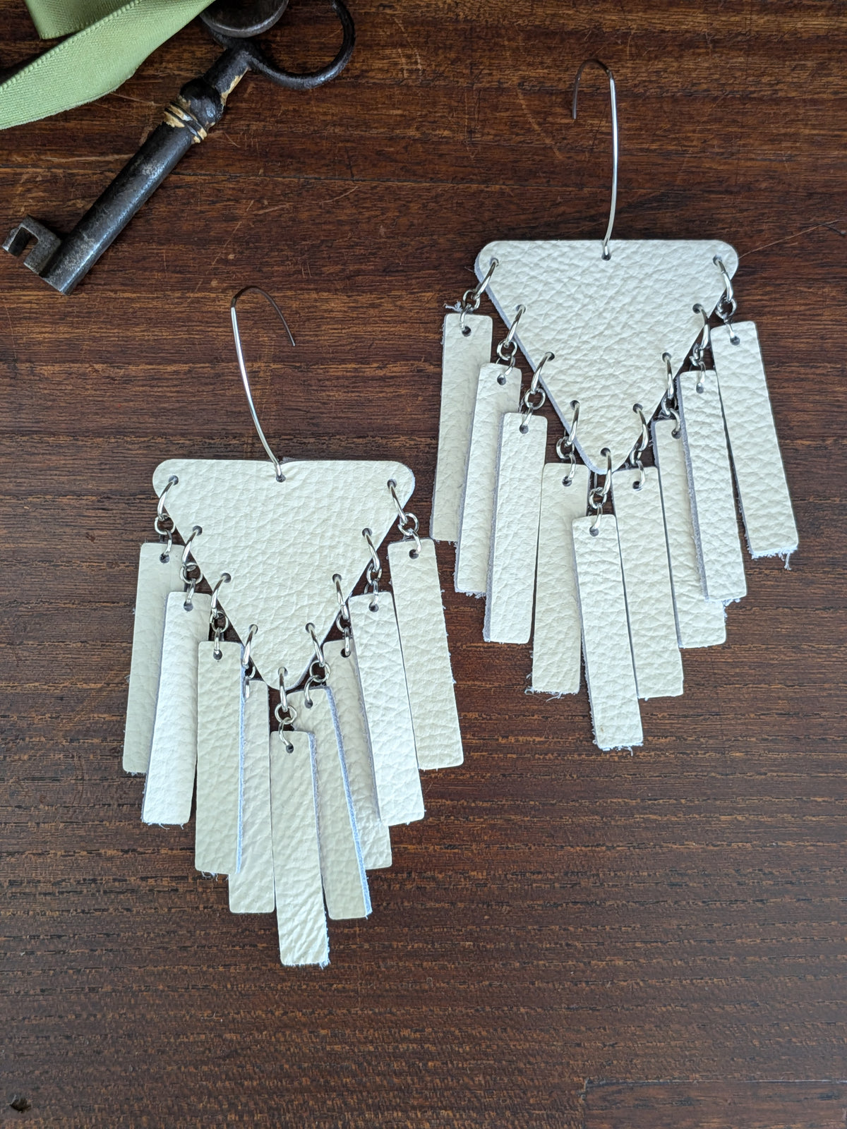 Warm Ivory Tiered Fringe Statement Earrings