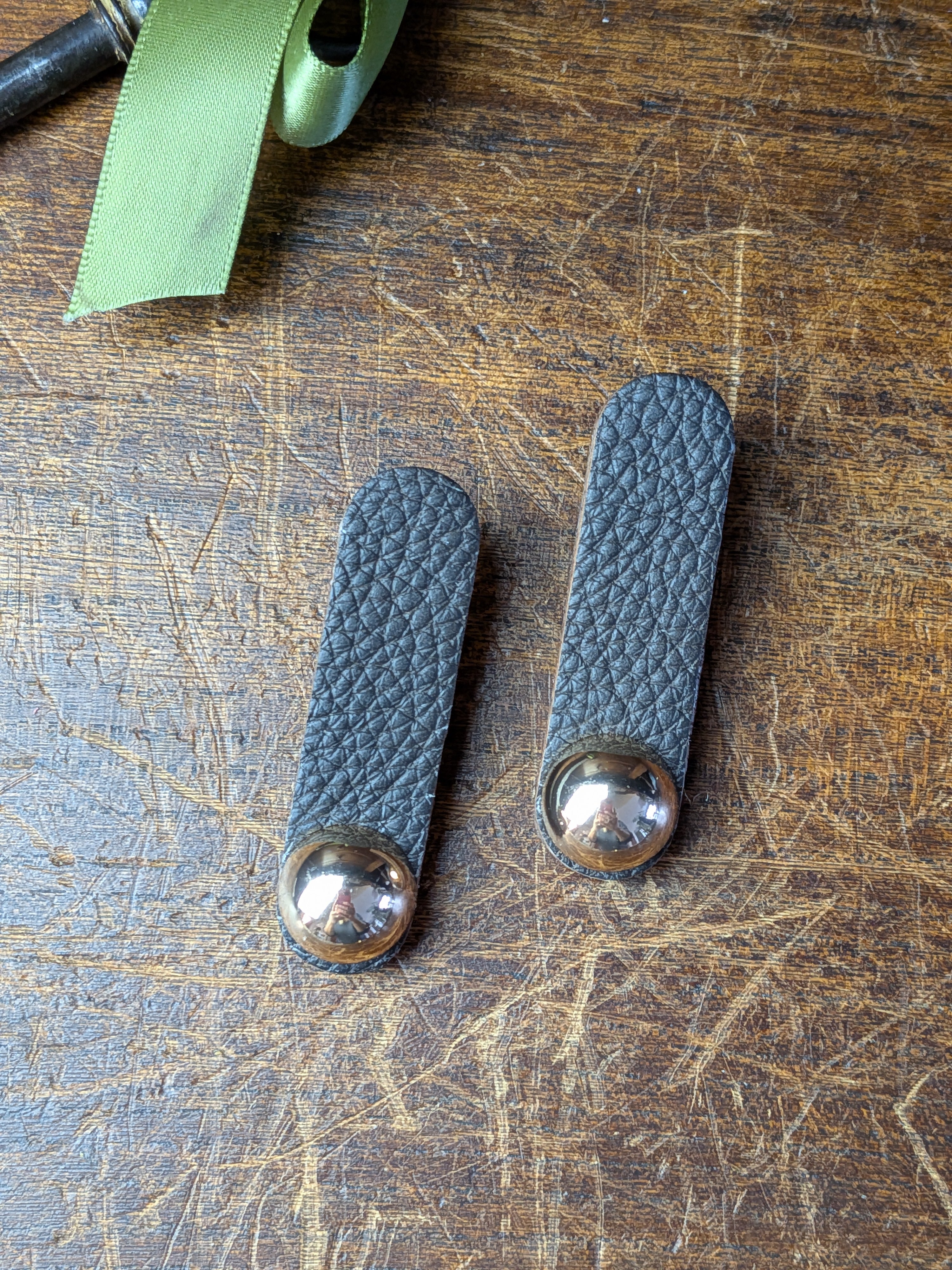 Mocha Gold Earrings – Dark Brown Leather Statement Drops with Hidden Posts