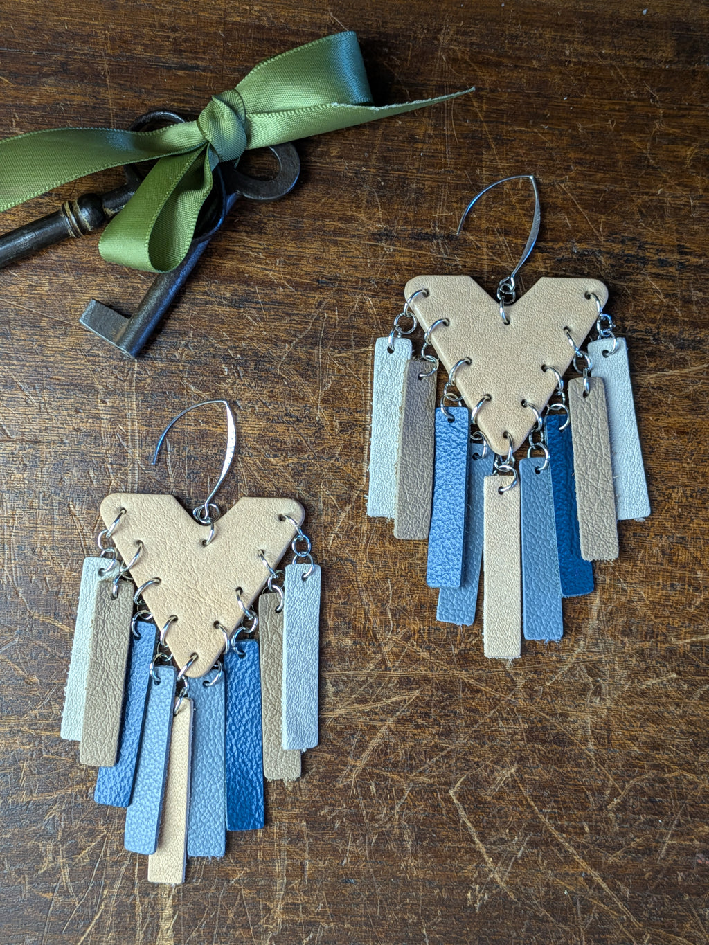 Azure Dawn Sculpted Triangle Earrings