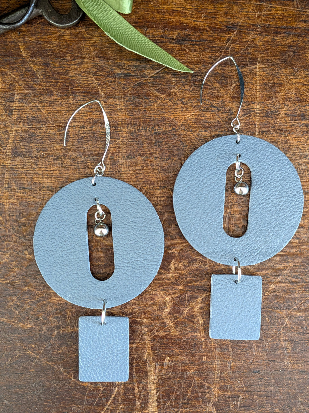 Slate Blue Geometric Orb Earrings