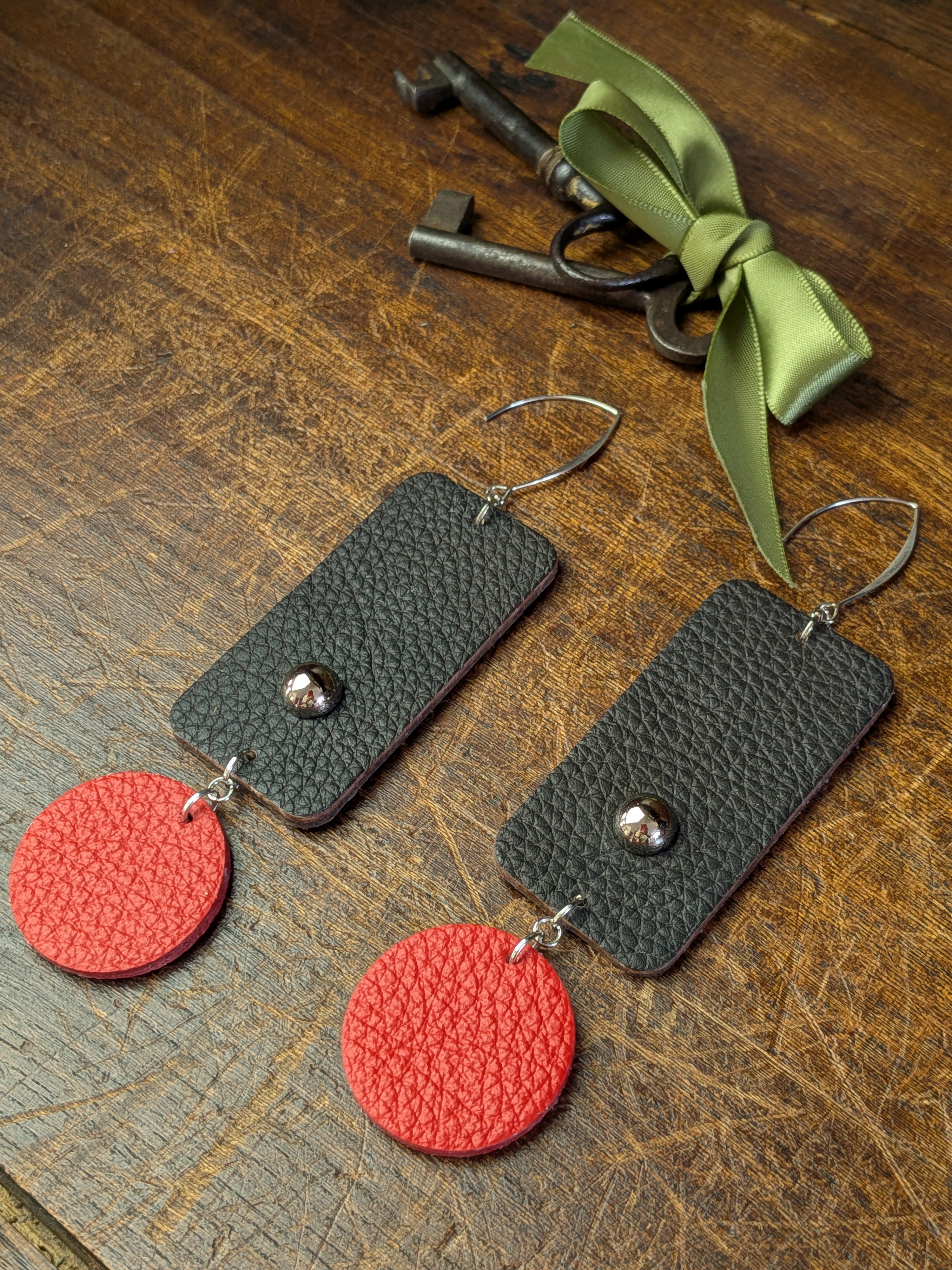 Espresso & Scarlet Geometric Drop Earrings