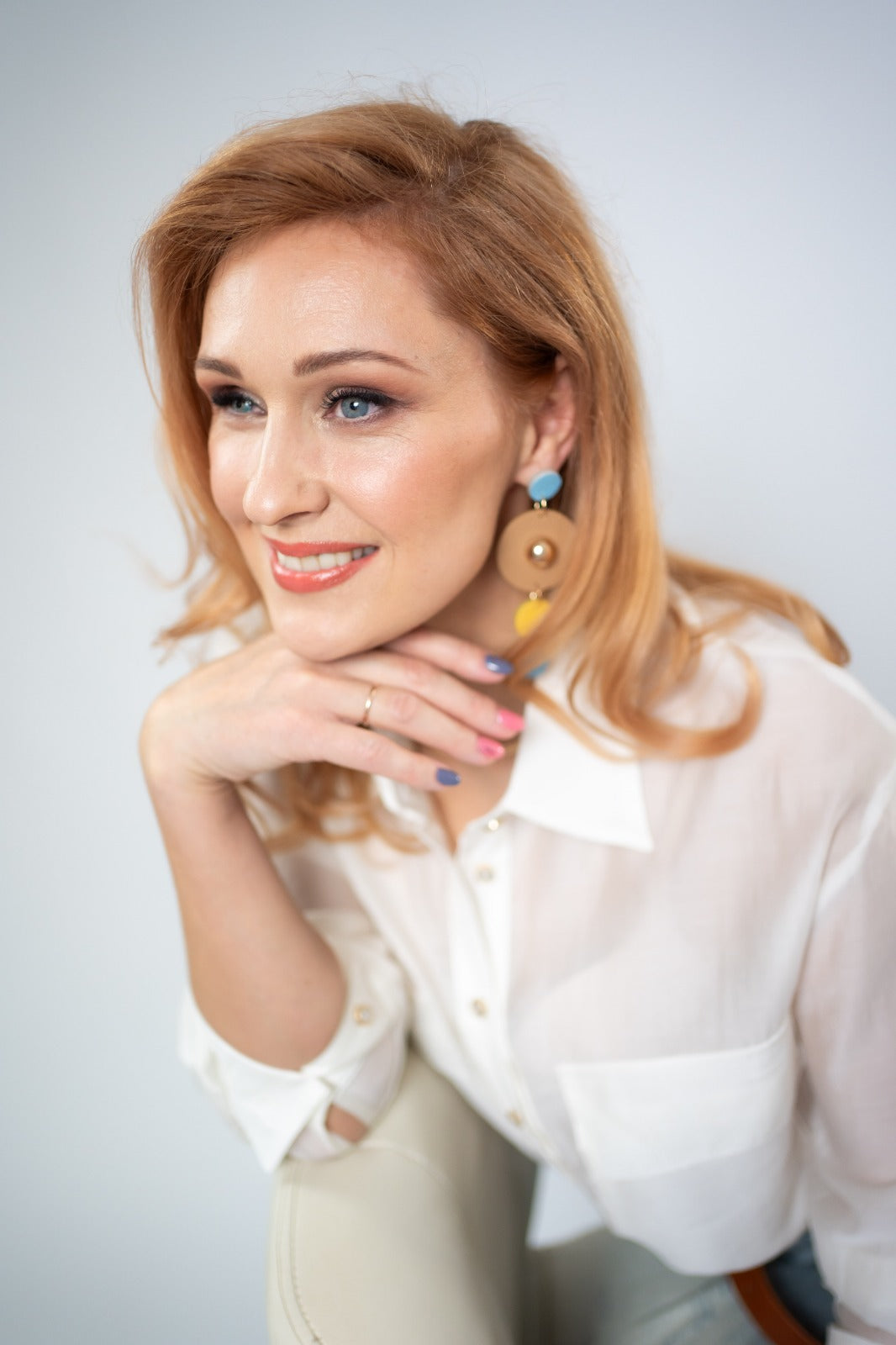 Azure Horizon Geometric Earrings – Long Statement Leather with Kinetic Fringe