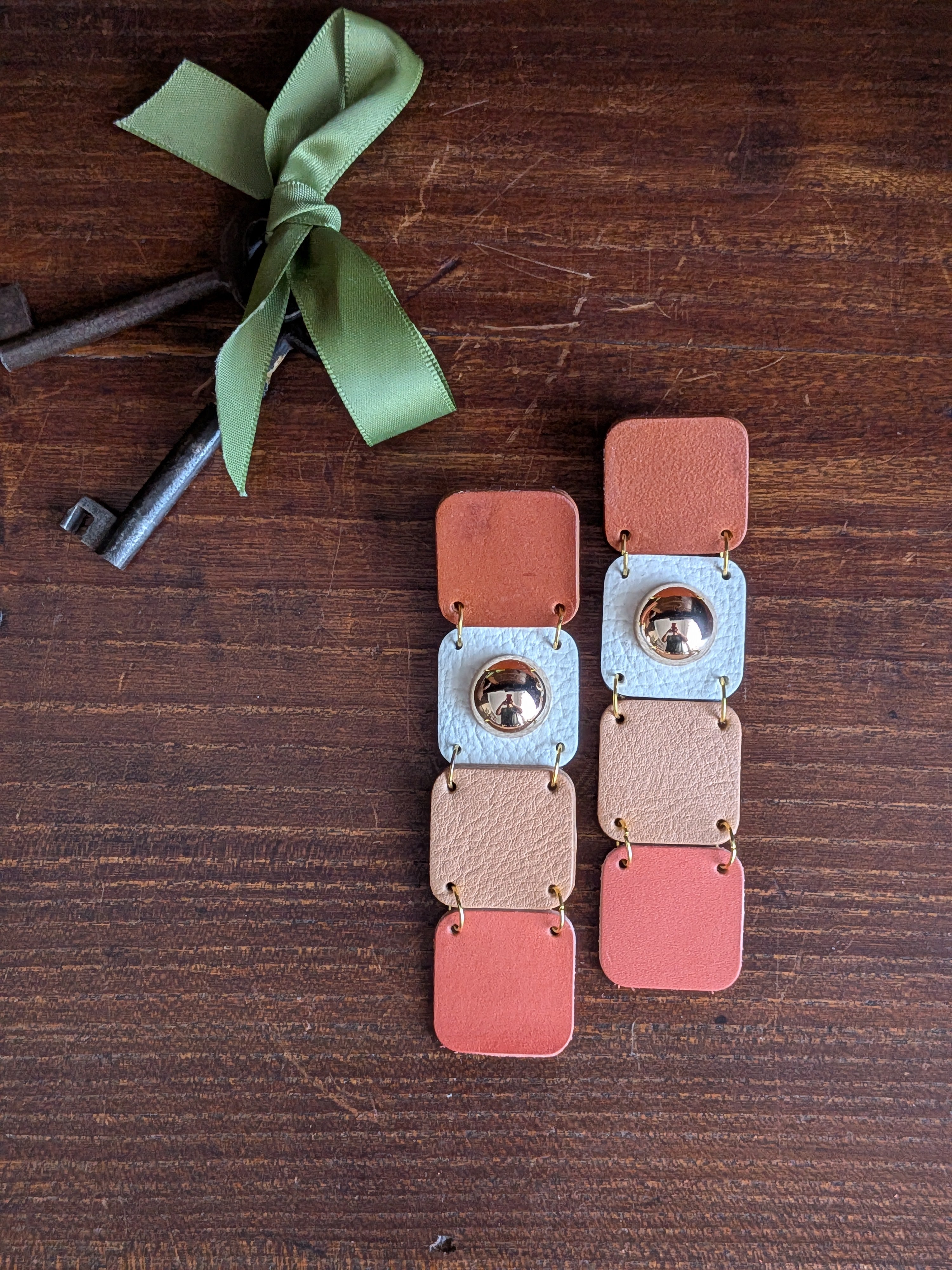 Pastel Mosaic Stud Drop Earrings