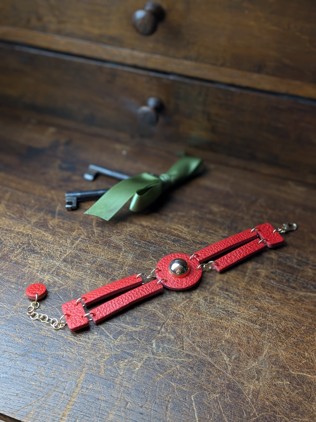 The Crimson Transformer Bracelet– 4-in-1 Bold Red Leather Statement Piece