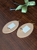Sand & Cream Oval Geometric Earrings