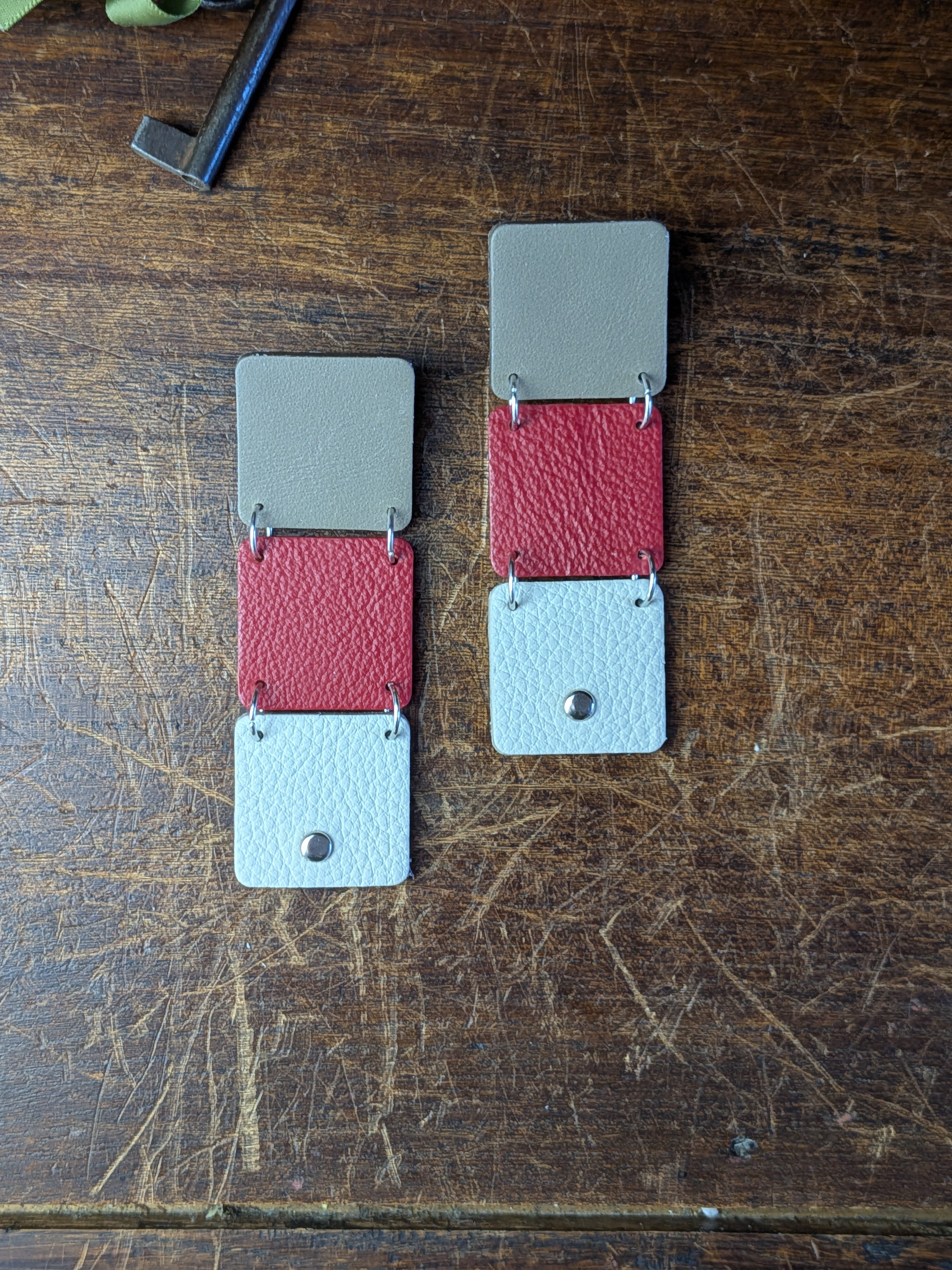 Crimson Horizon Geometric Stud Earrings