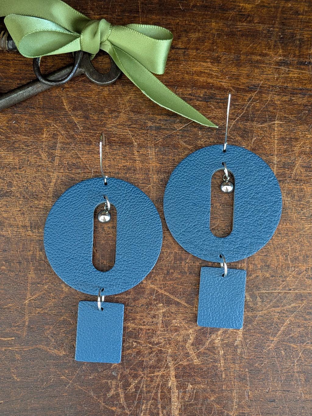 Deep Cobalt Geometric Orb Earrings