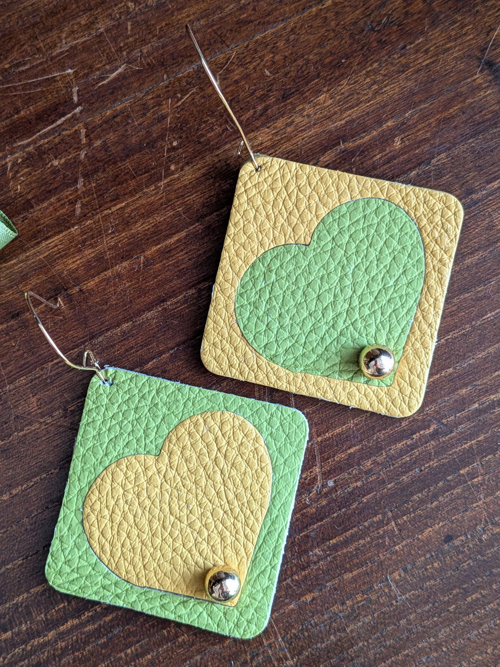 Solar Heart Asymmetrical Square Earrings
