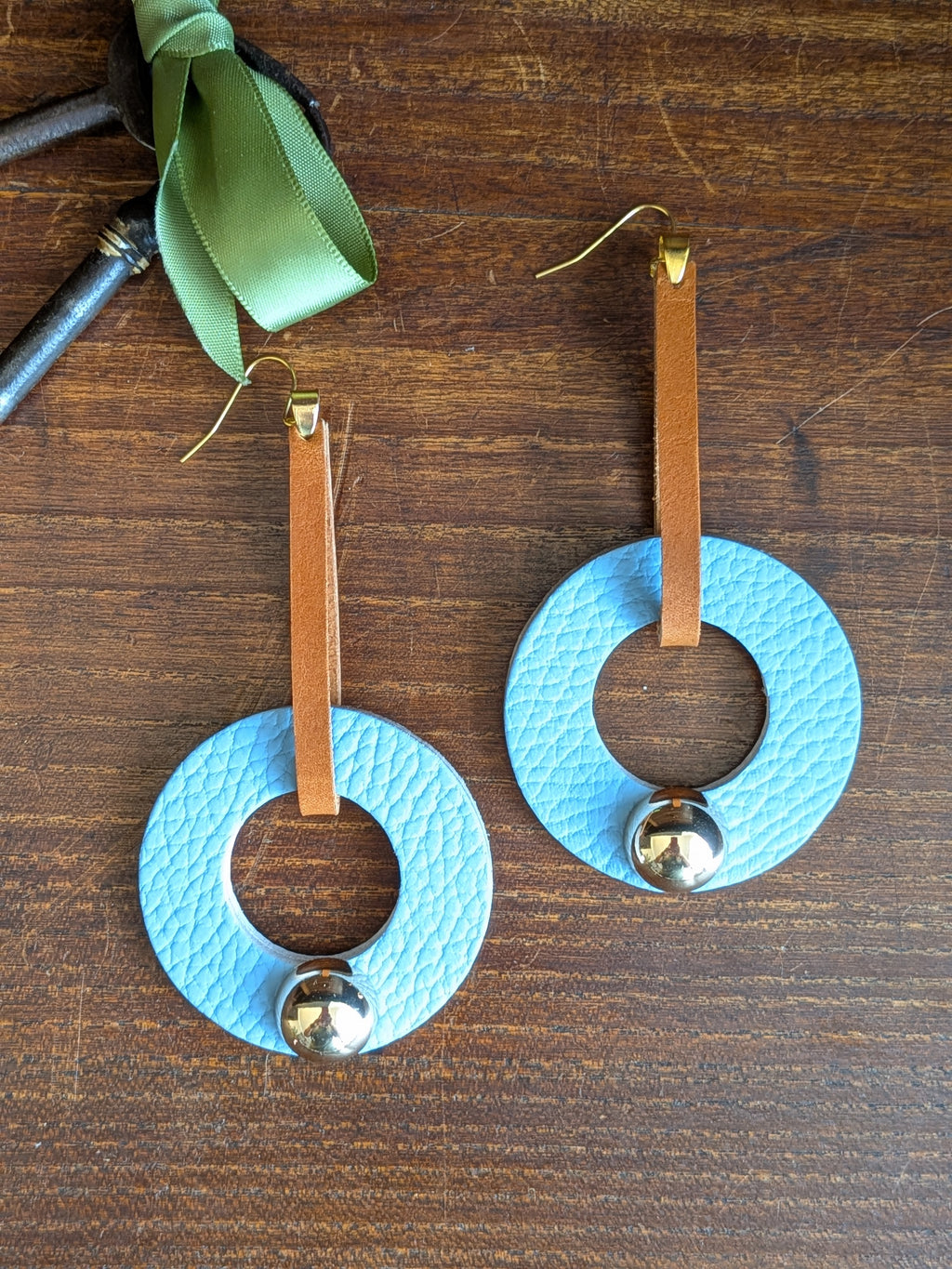 Sky Blue & Caramel Sculptural Loop Earrings
