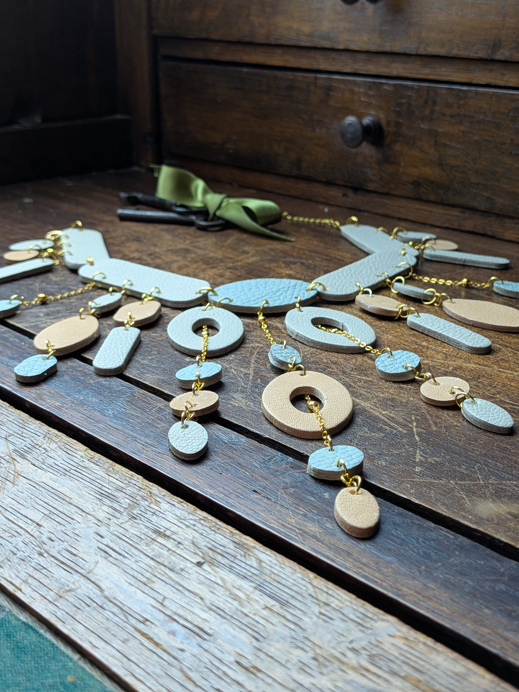 SERENE RHYTHM | Pastel Leather Statement Necklace