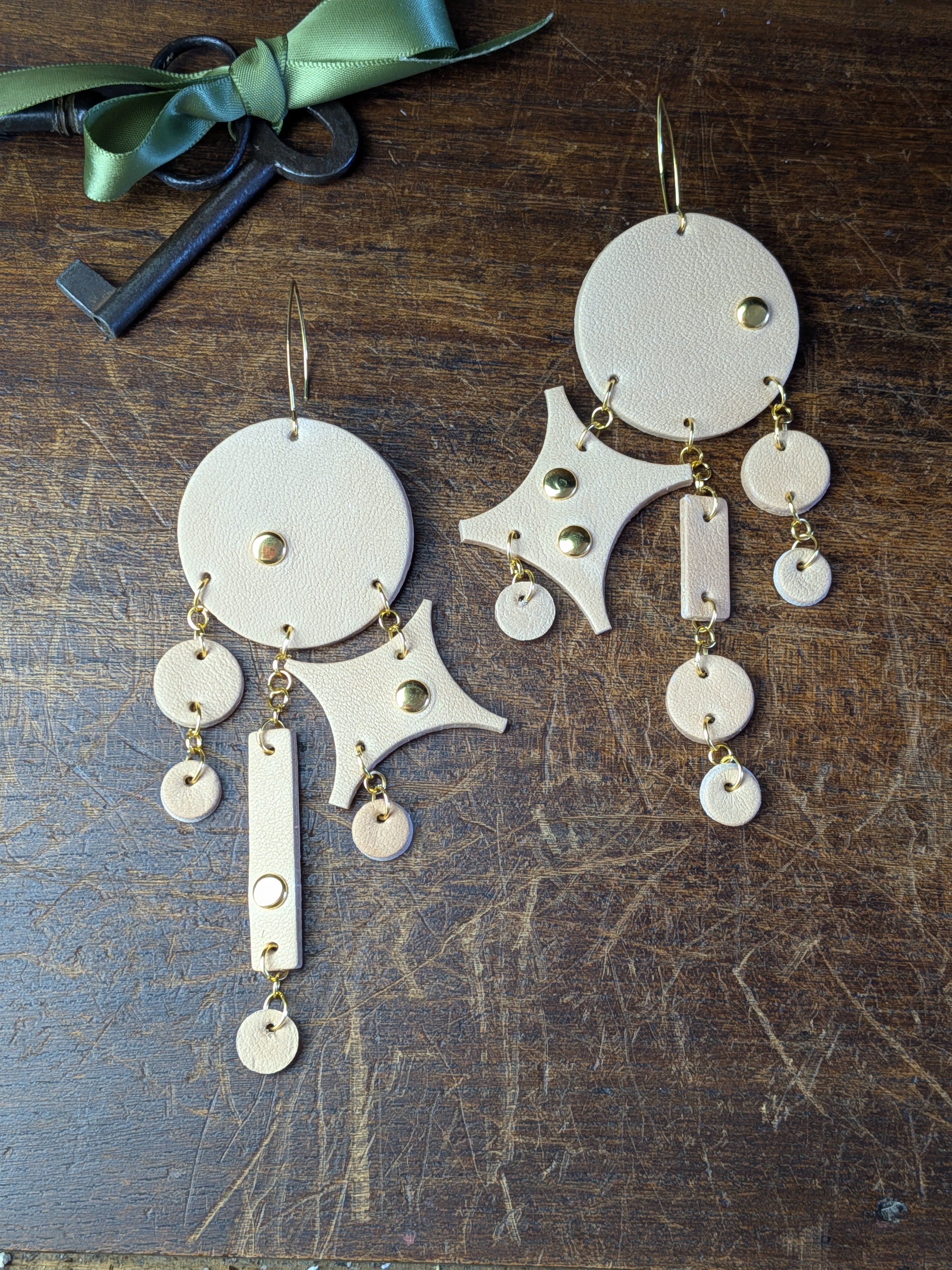 Celestial Star Chandelier Earrings in Pale Peach