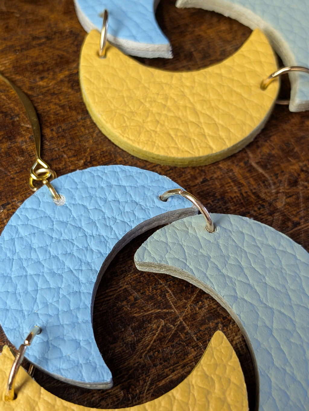 Celestial Azure Trinity Moon Earrings