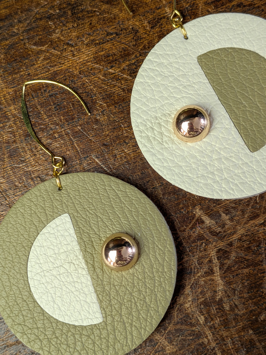 Olive & Cream Lunar Halo Earrings