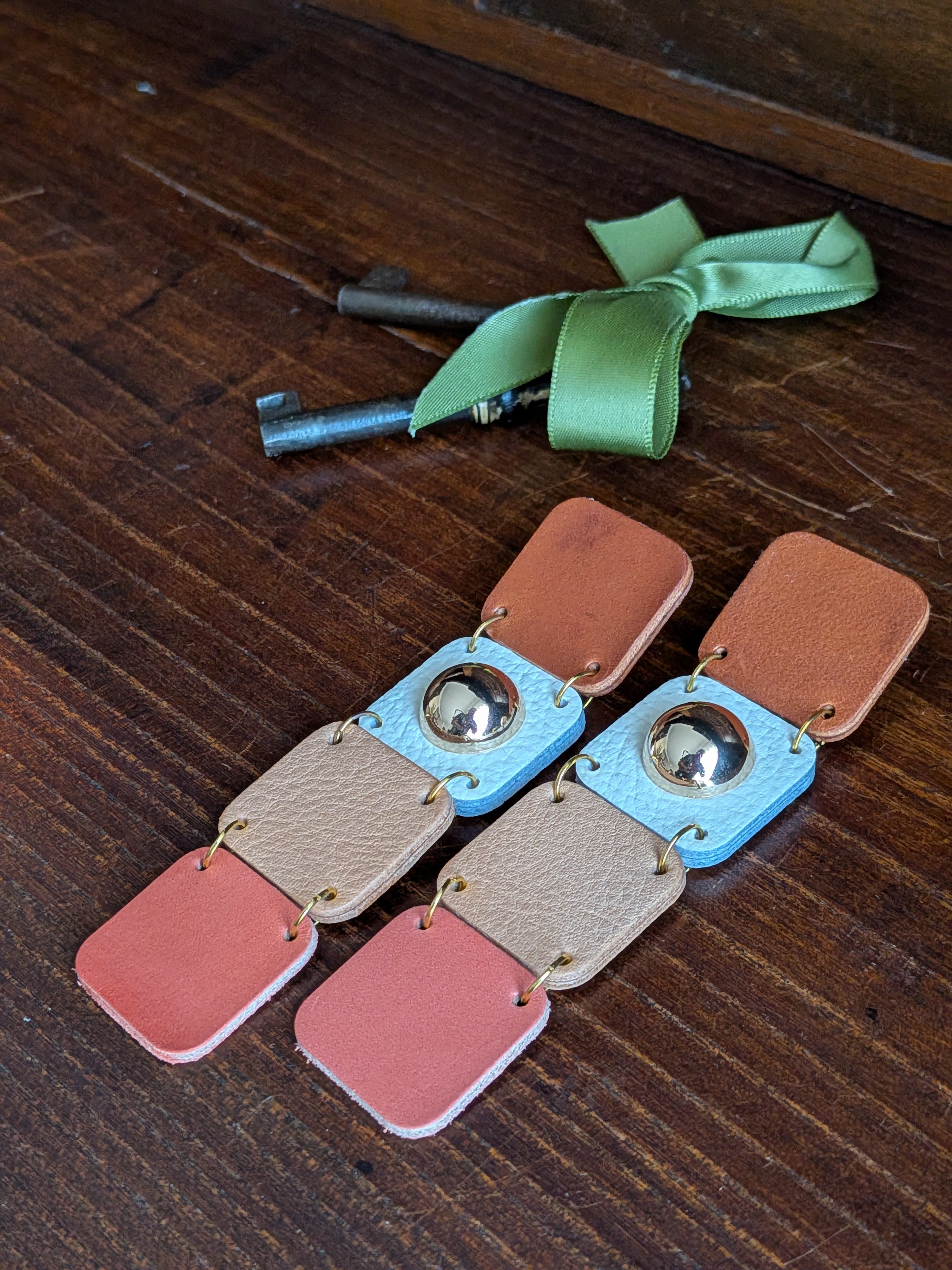 Pastel Mosaic Stud Drop Earrings