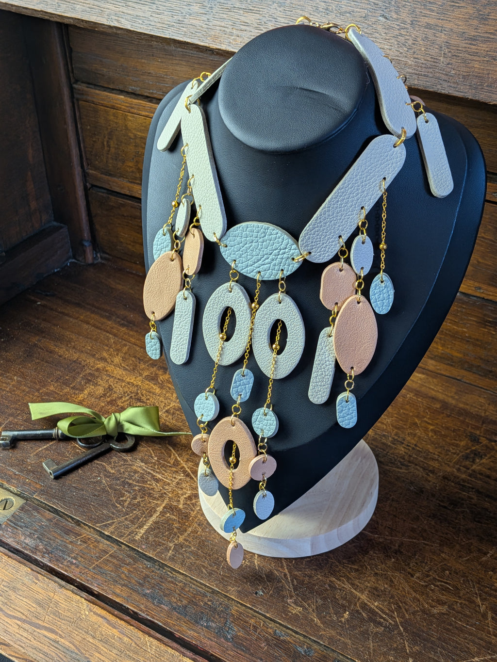 SERENE RHYTHM | Pastel Leather Statement Necklace