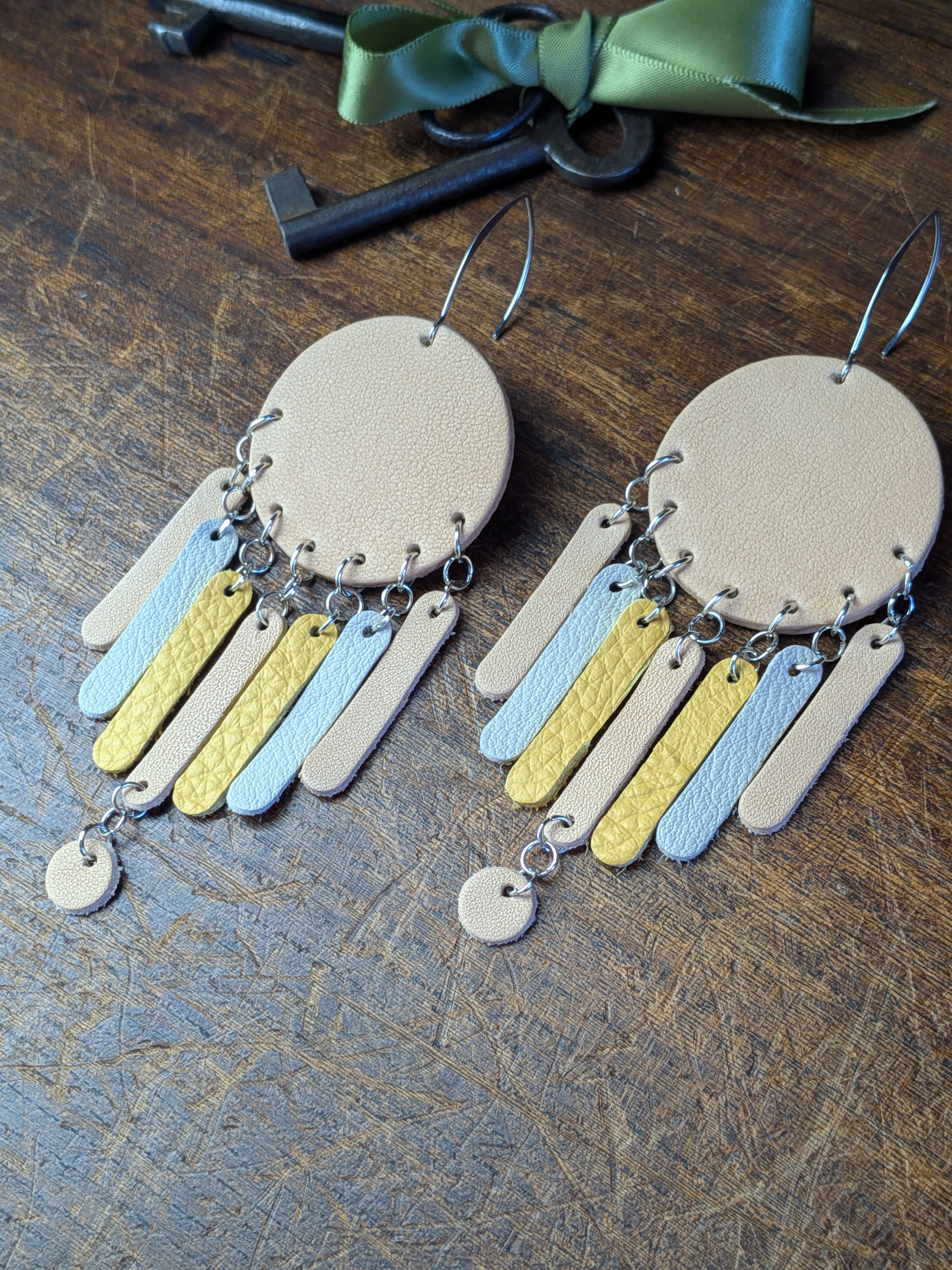 Radiant Fringe Chandelier Earrings in Pale Peach