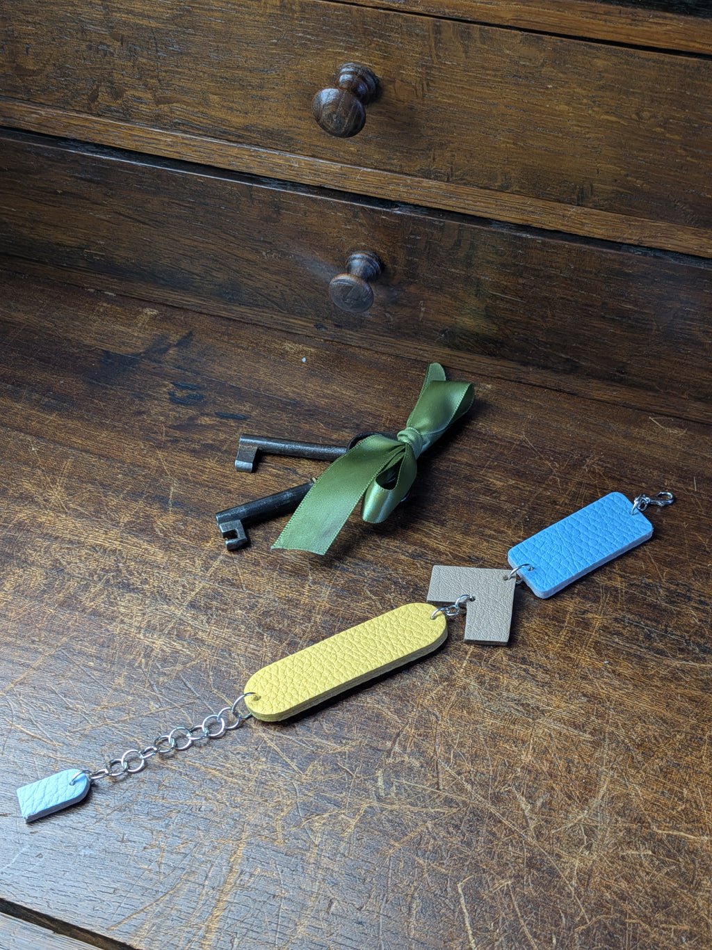 The Azure Transformer – 4-in-1 Multi-Way Leather Accessory in Sky Blue & Yellow